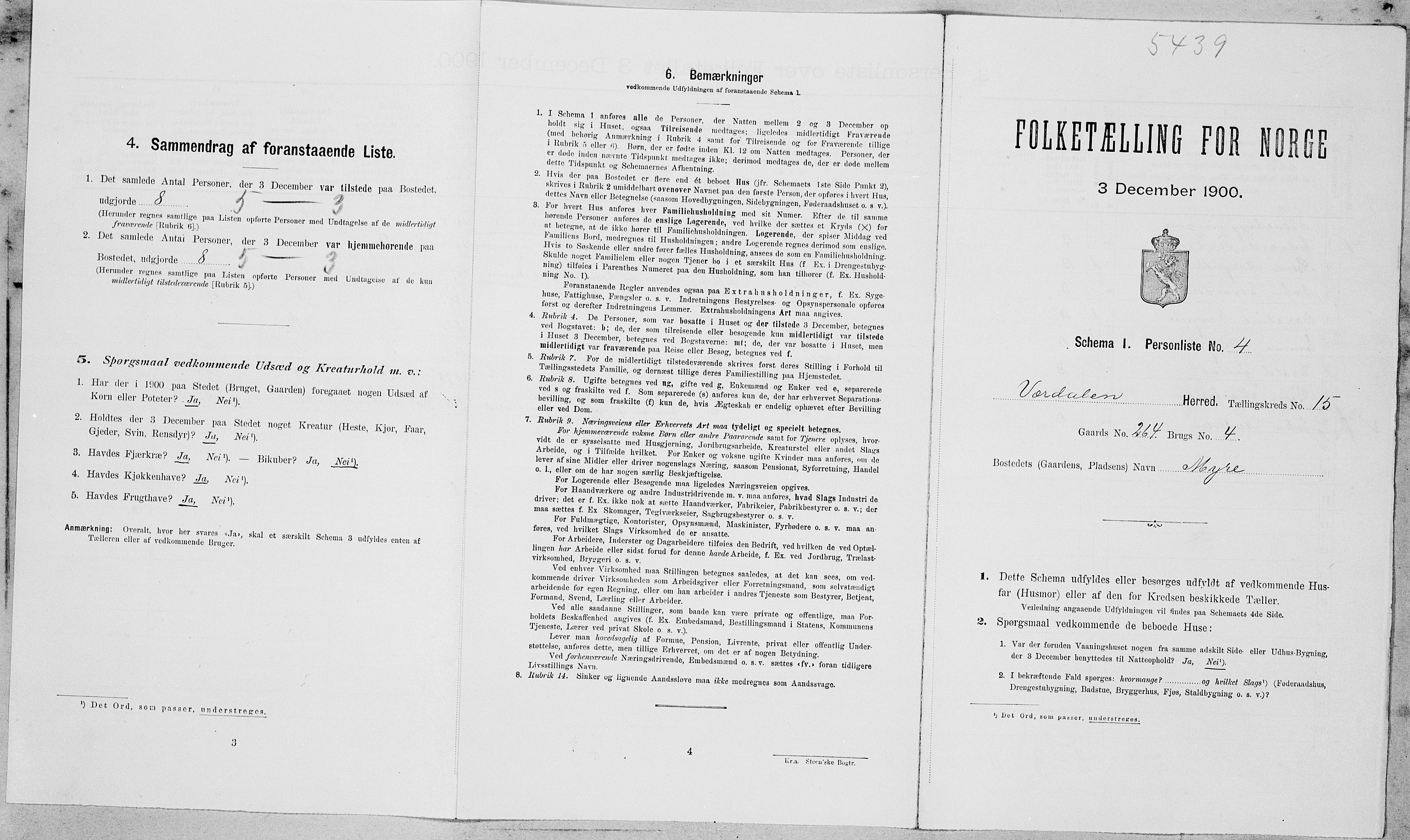 SAT, Folketelling 1900 for 1721 Verdal herred, 1900, s. 1889