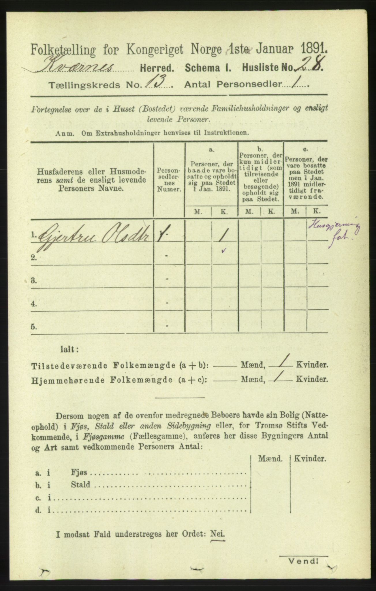 RA, Folketelling 1891 for 1553 Kvernes herred, 1891, s. 5412