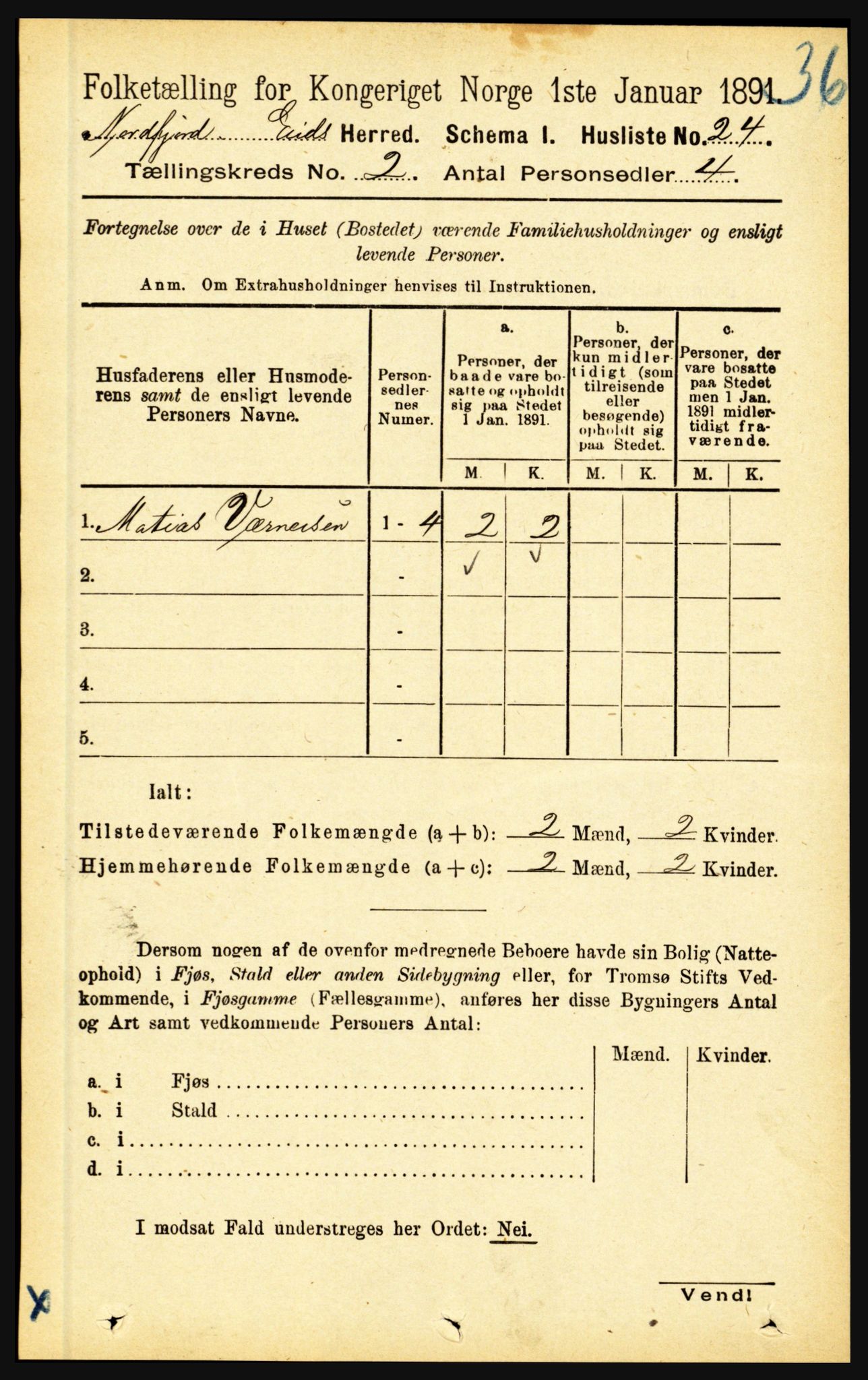 RA, Folketelling 1891 for 1443 Eid herred, 1891, s. 302