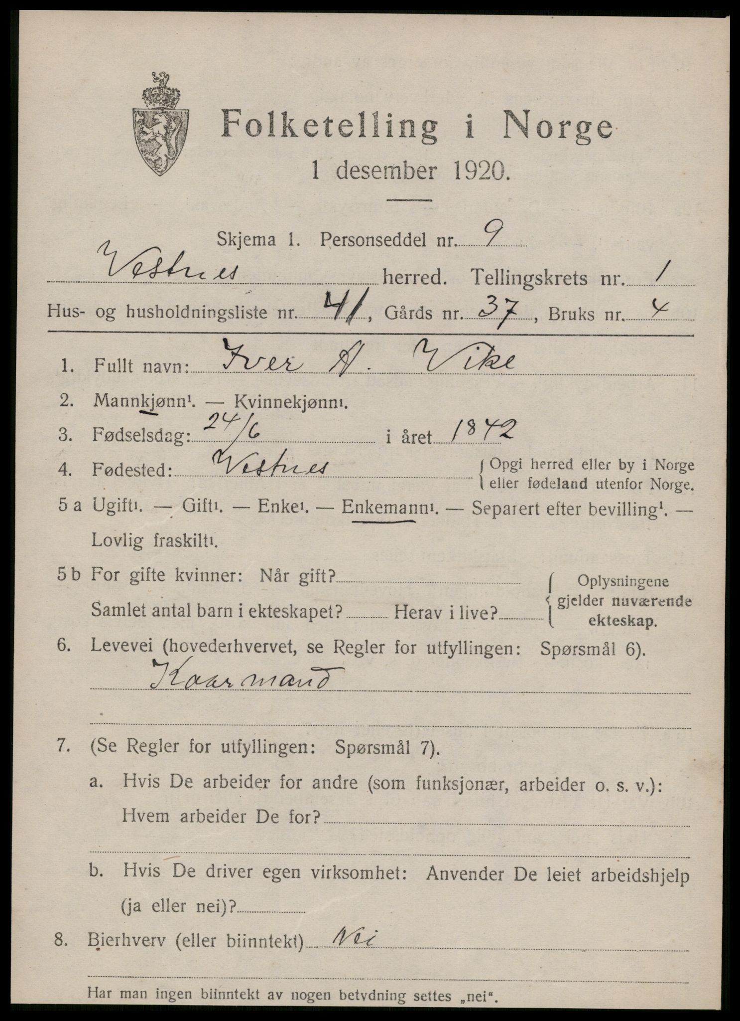 SAT, Folketelling 1920 for 1535 Vestnes herred, 1920, s. 1717