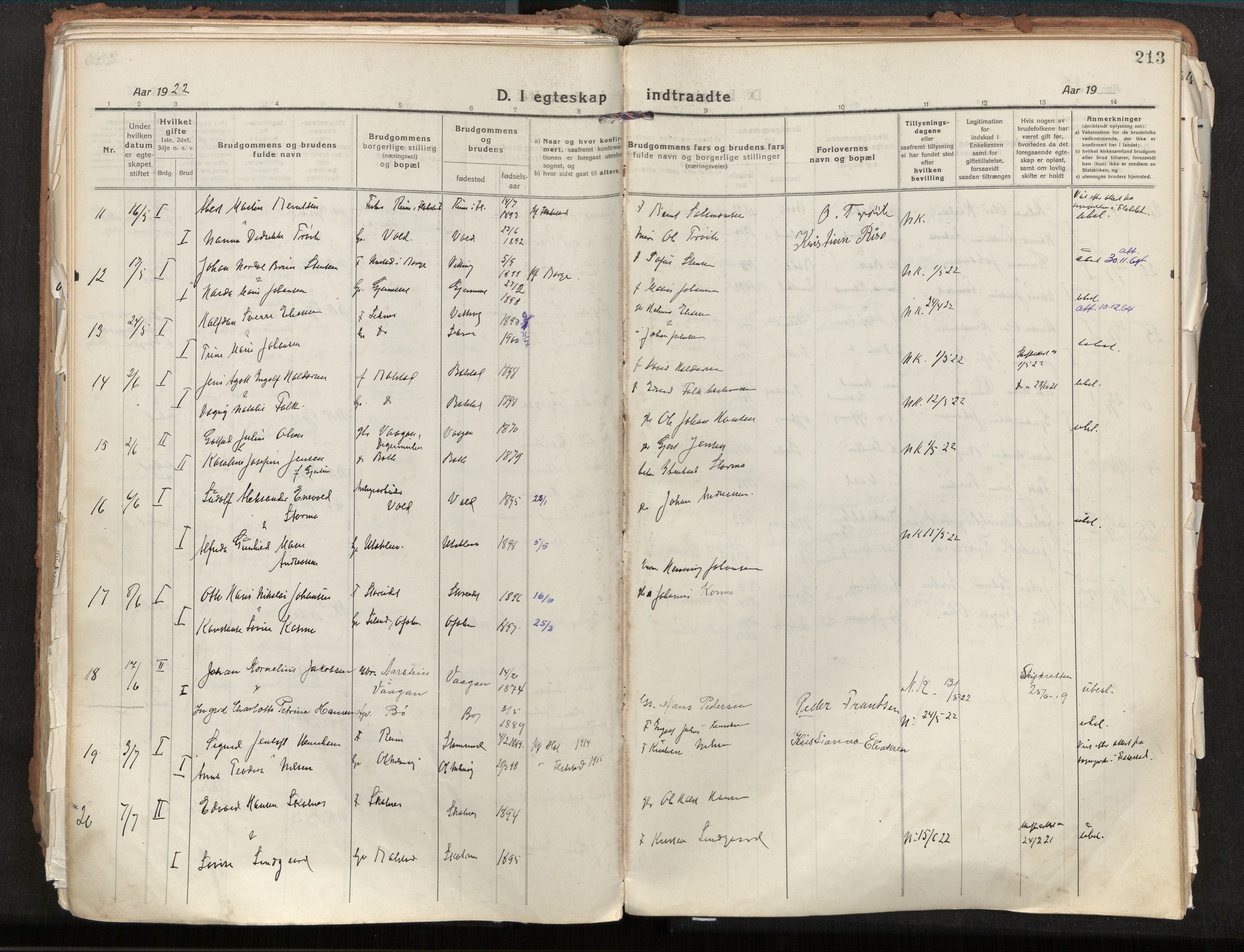 Ministerialprotokoller, klokkerbøker og fødselsregistre - Nordland, SAT/A-1459/881/L1160: Ministerialbok nr. 881A13, 1919-1937, s. 213