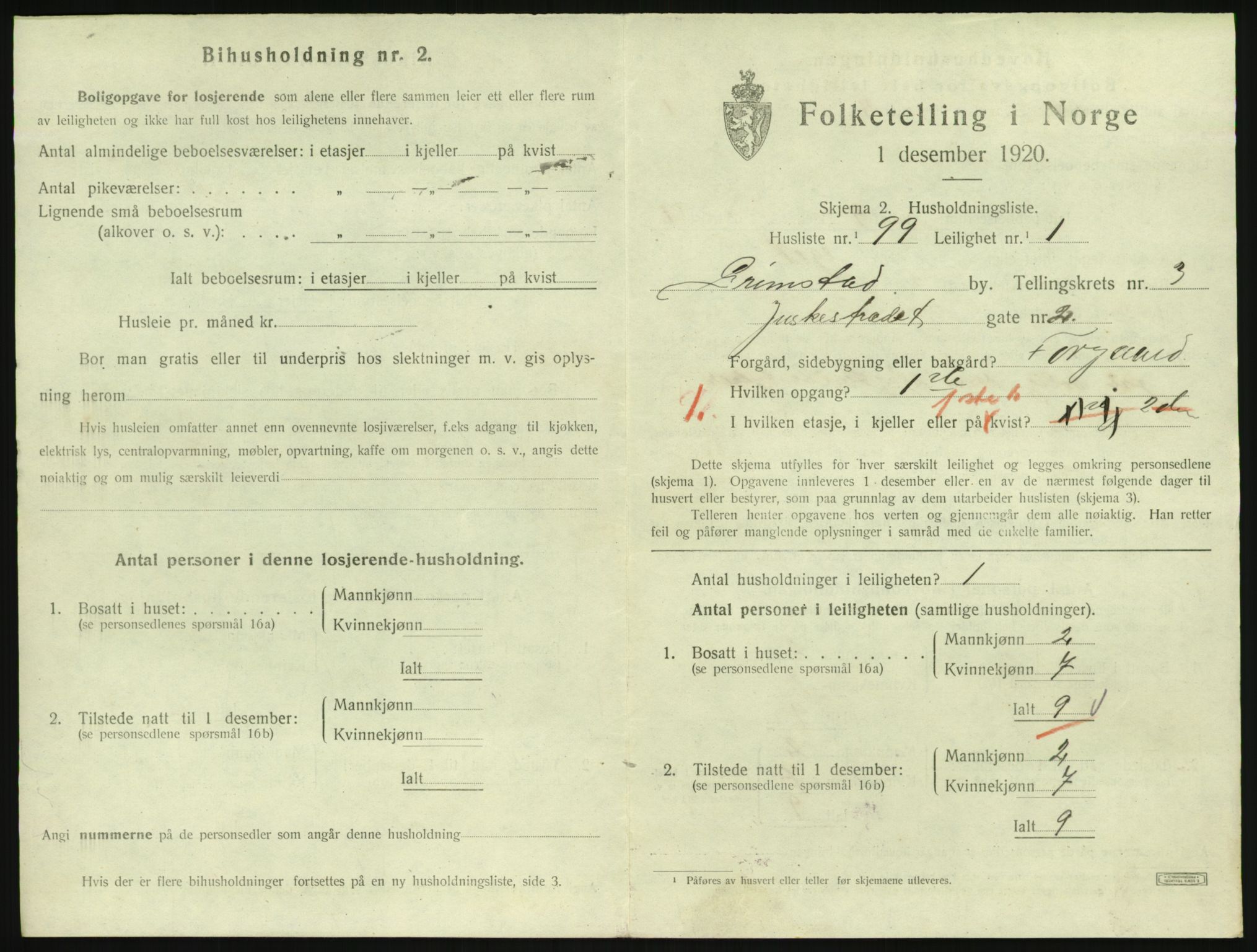SAK, Folketelling 1920 for 0904 Grimstad kjøpstad, 1920, s. 1801
