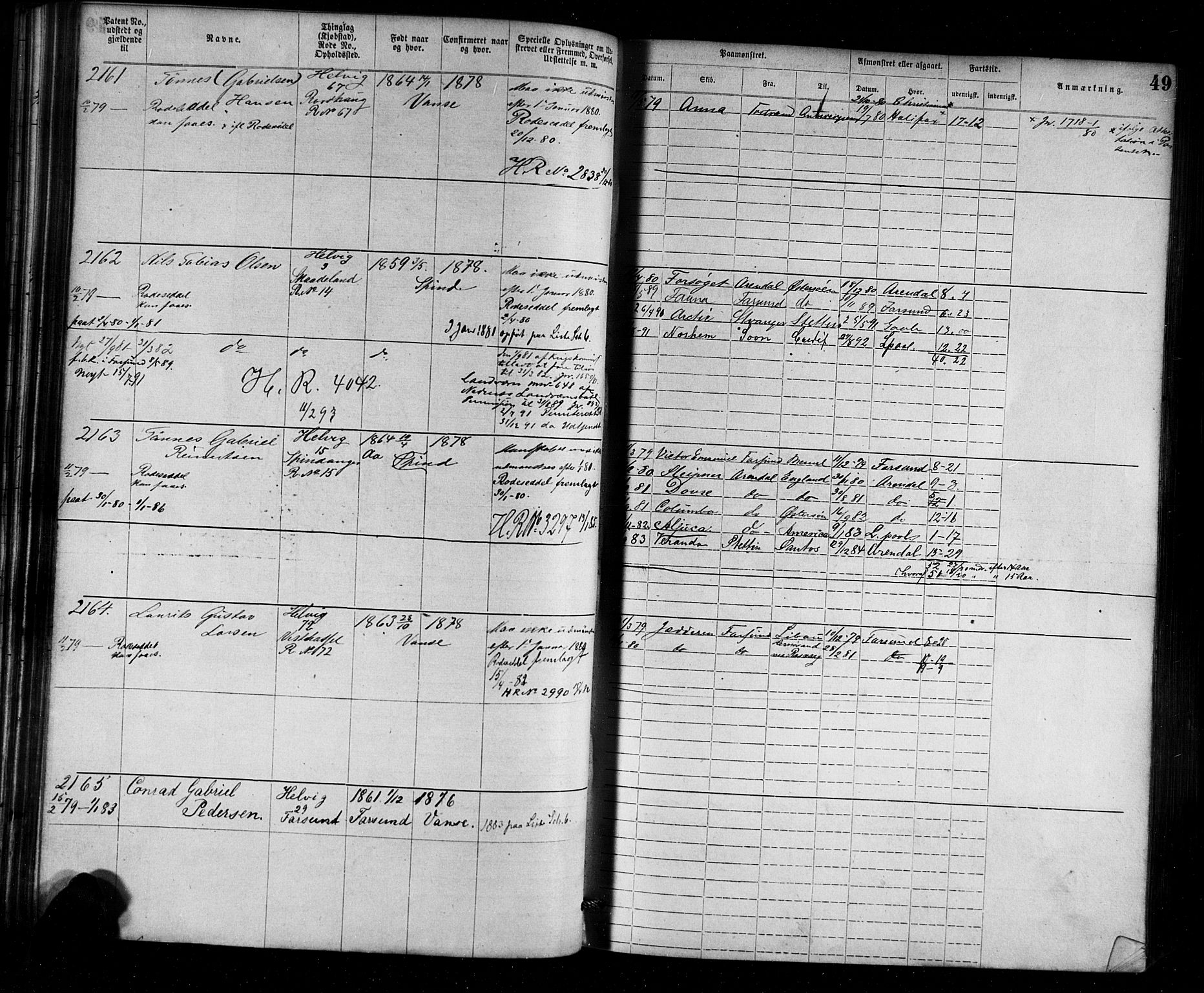 Farsund mønstringskrets, AV/SAK-2031-0017/F/Fa/L0002: Annotasjonsrulle nr 1921-3815 med register, M-2, 1877-1894, s. 75