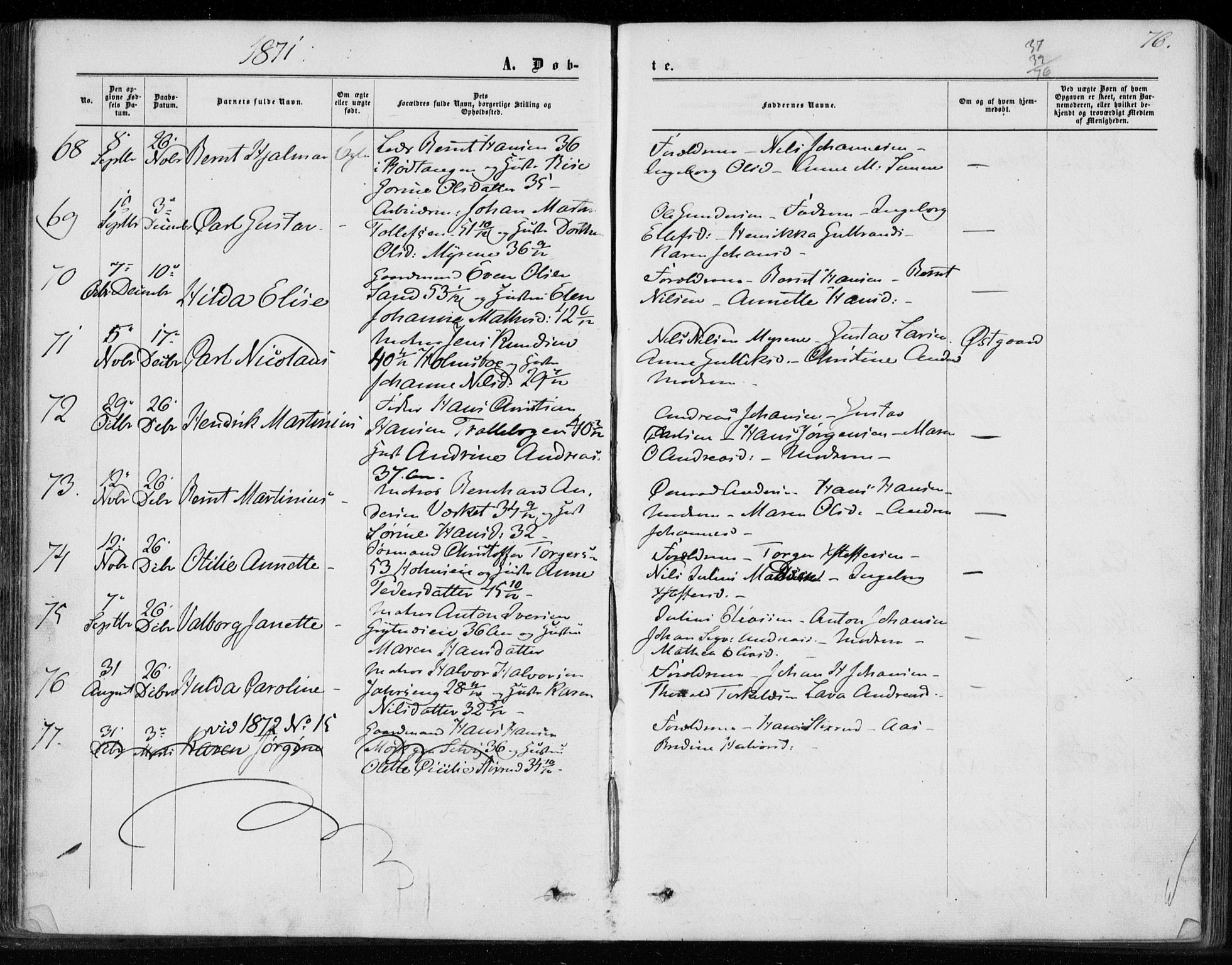 Hurum kirkebøker, AV/SAKO-A-229/F/Fa/L0012: Ministerialbok nr. 12, 1861-1875, s. 76