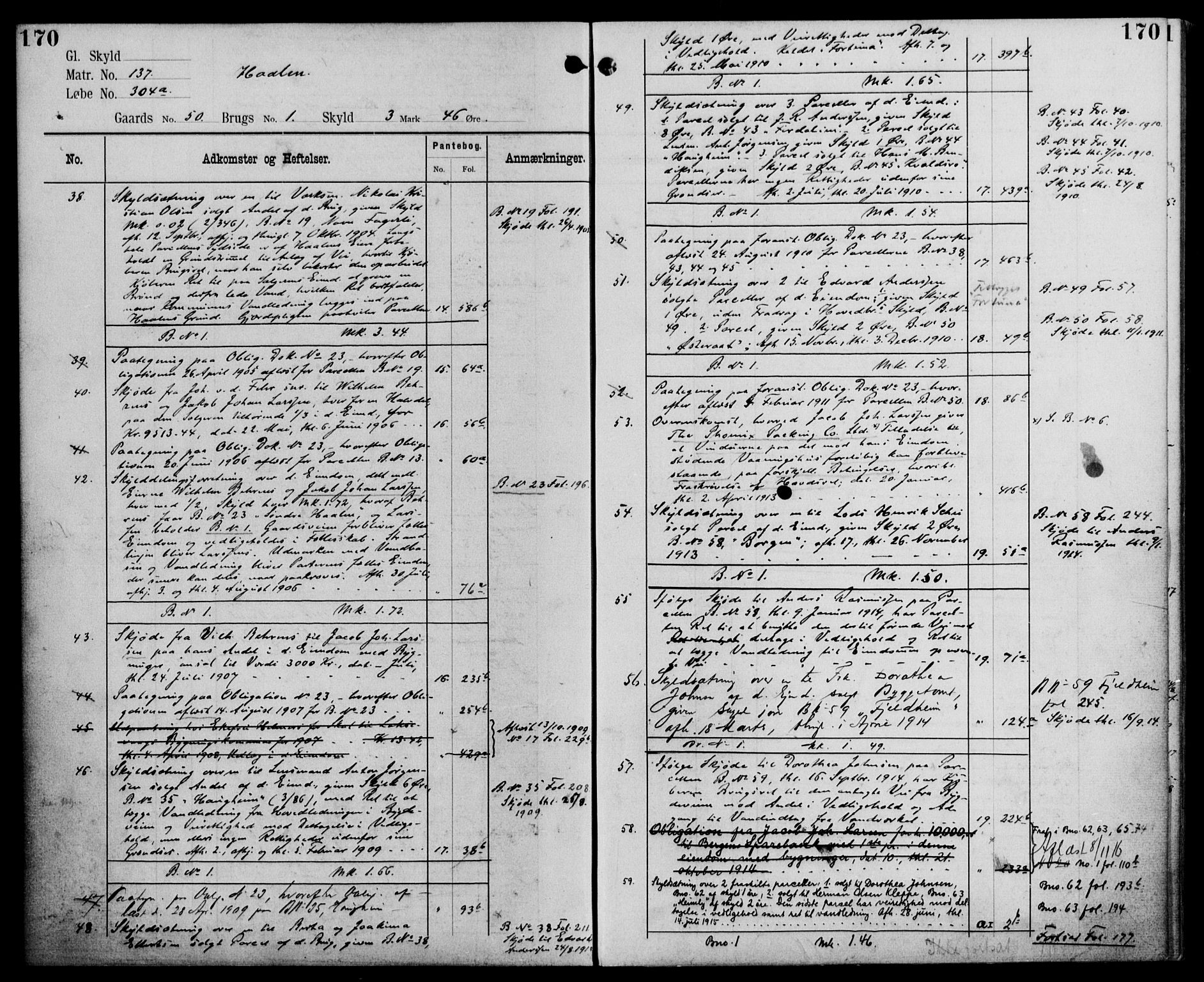 Midhordland sorenskriveri, AV/SAB-A-3001/1/G/Ga/Gab/L0110: Panteregister nr. II.A.b.110, s. 170