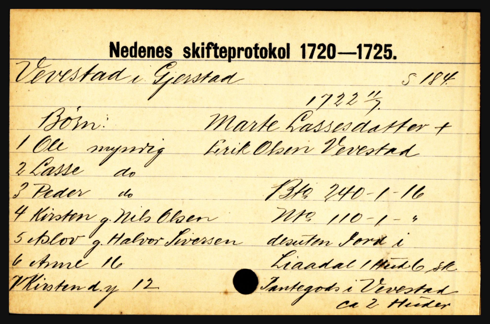 Nedenes sorenskriveri før 1824, AV/SAK-1221-0007/H, s. 33007