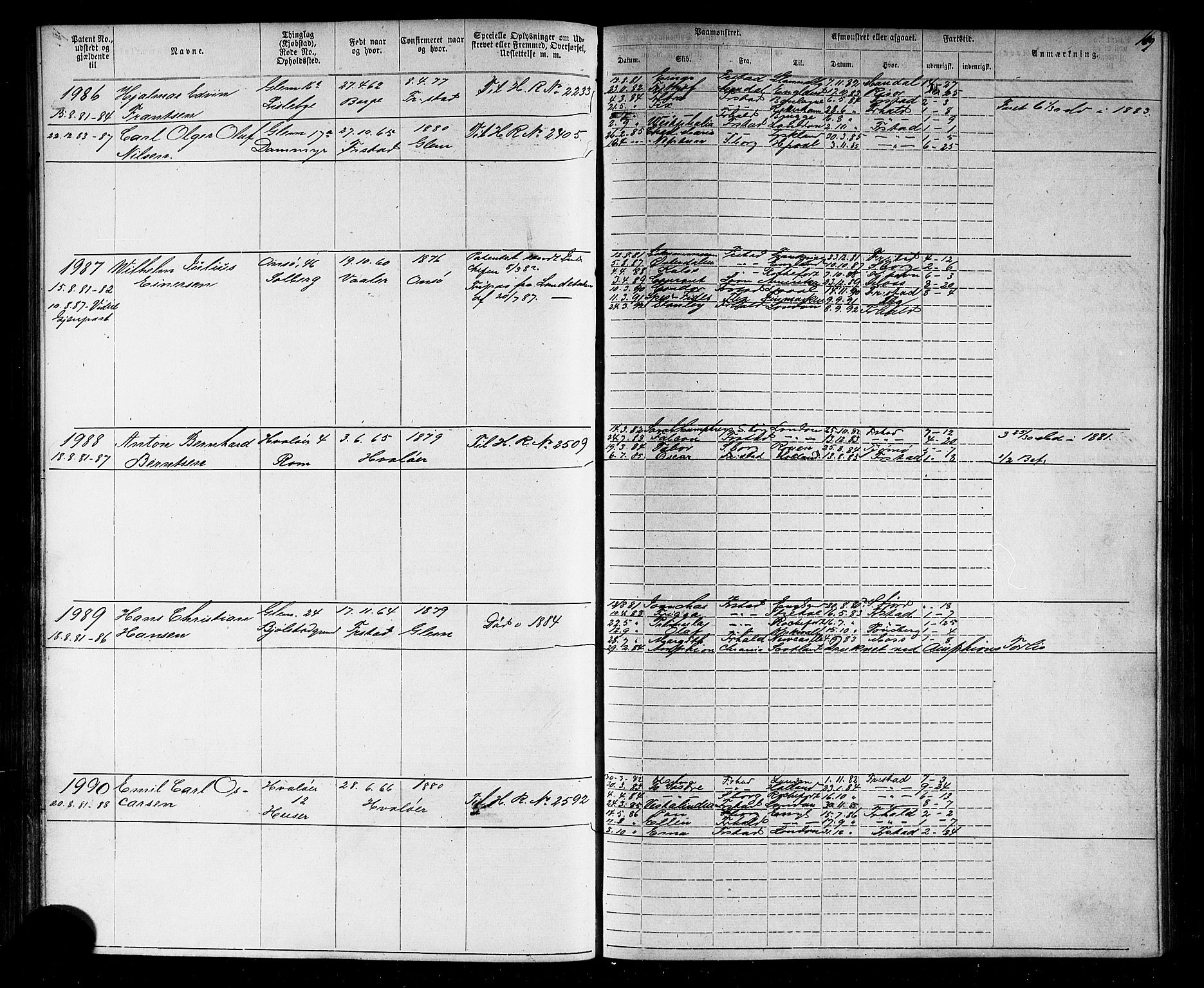 Fredrikstad mønstringskontor, AV/SAO-A-10569b/F/Fc/Fca/L0004: Annotasjonsrulle, 1885-1893, s. 112