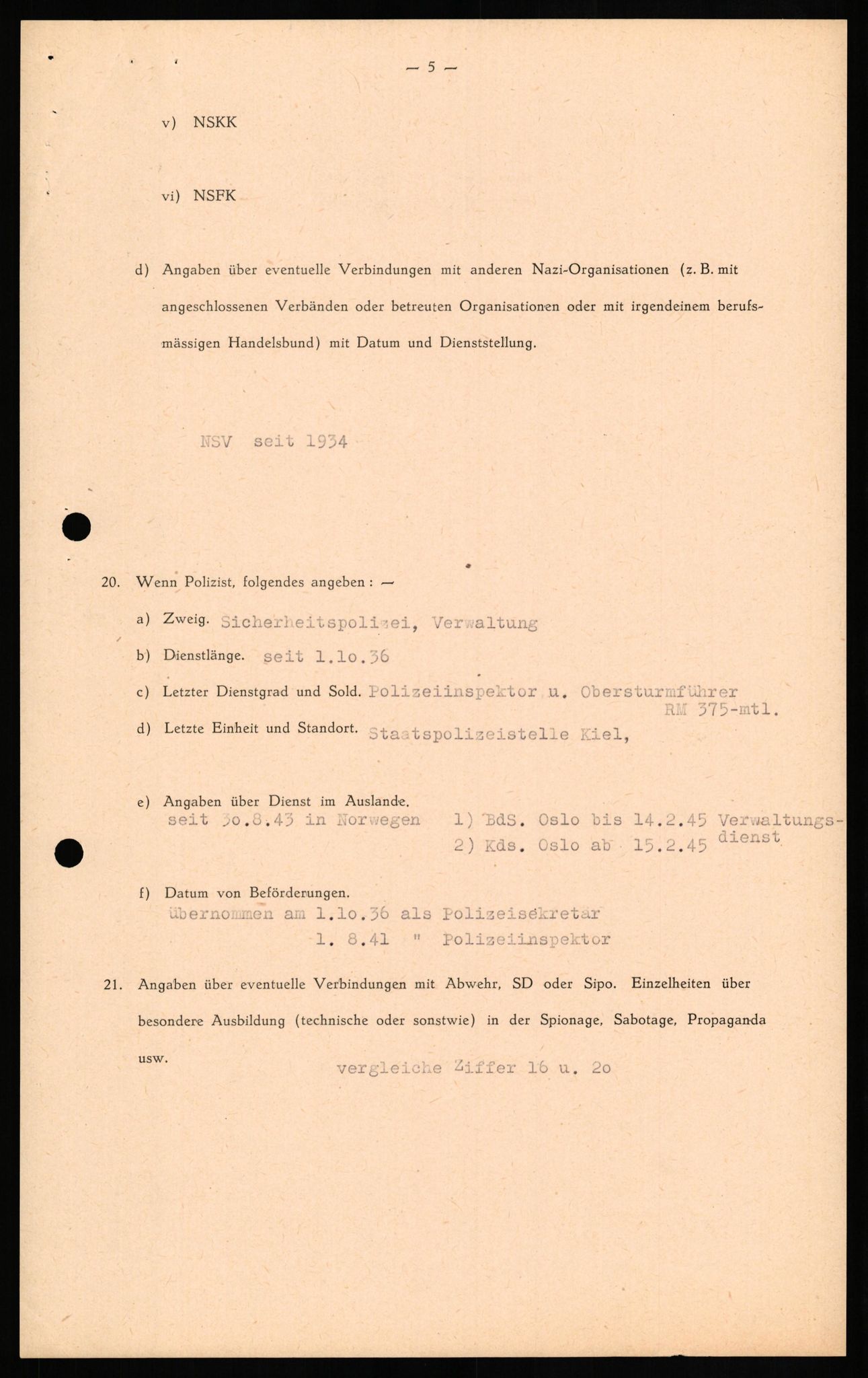 Forsvaret, Forsvarets overkommando II, AV/RA-RAFA-3915/D/Db/L0016: CI Questionaires. Tyske okkupasjonsstyrker i Norge. Tyskere., 1945-1946, s. 677