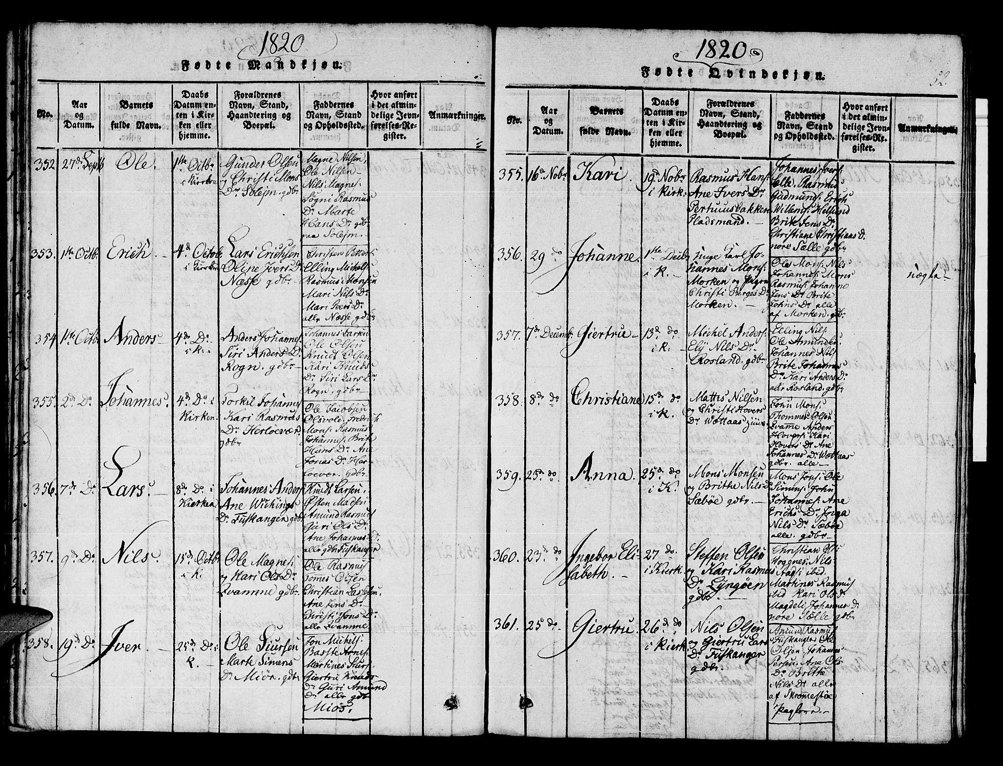 Manger sokneprestembete, AV/SAB-A-76801/H/Haa: Ministerialbok nr. A 3, 1816-1824, s. 52