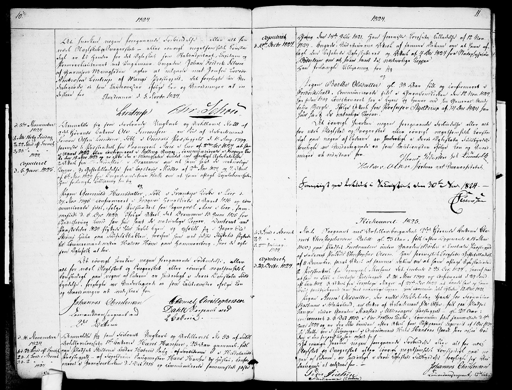 Garnisonsmenigheten Kirkebøker, AV/SAO-A-10846/H/Ha/L0001: Lysningsprotokoll nr. I 1, 1823-1828, s. 10-11