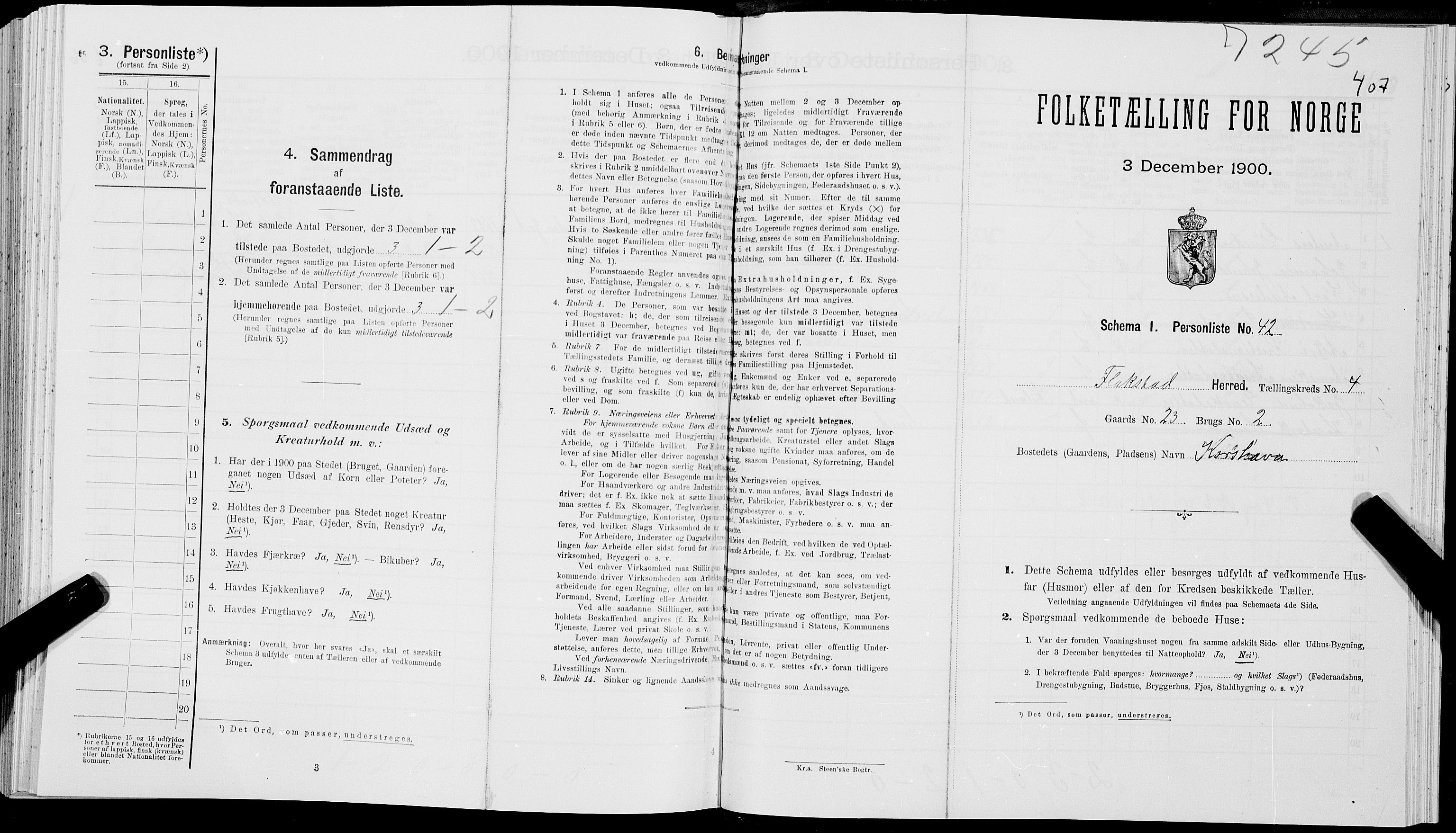 SAT, Folketelling 1900 for 1859 Flakstad herred, 1900, s. 427