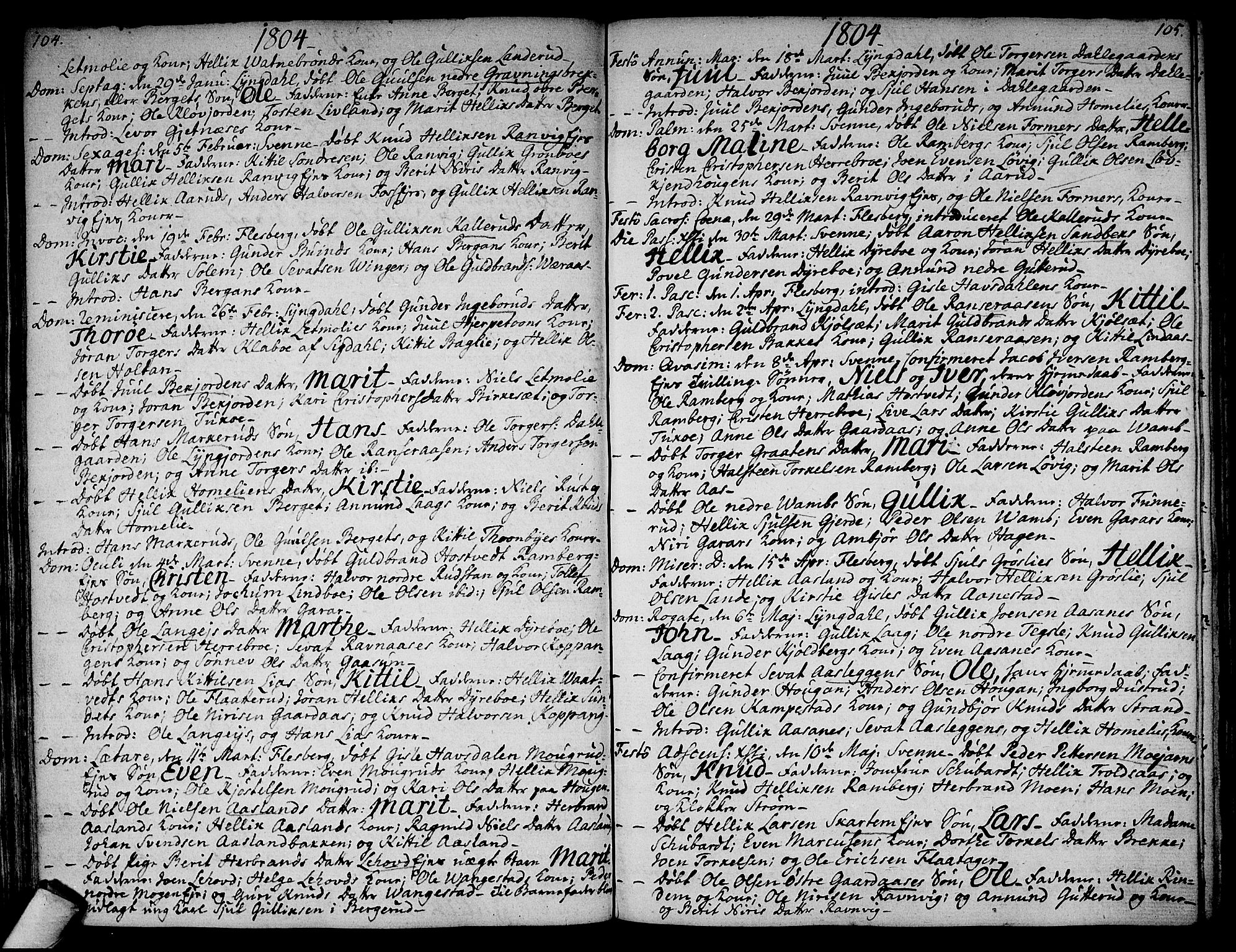 Flesberg kirkebøker, AV/SAKO-A-18/F/Fa/L0004: Ministerialbok nr. I 4, 1788-1815, s. 104-105