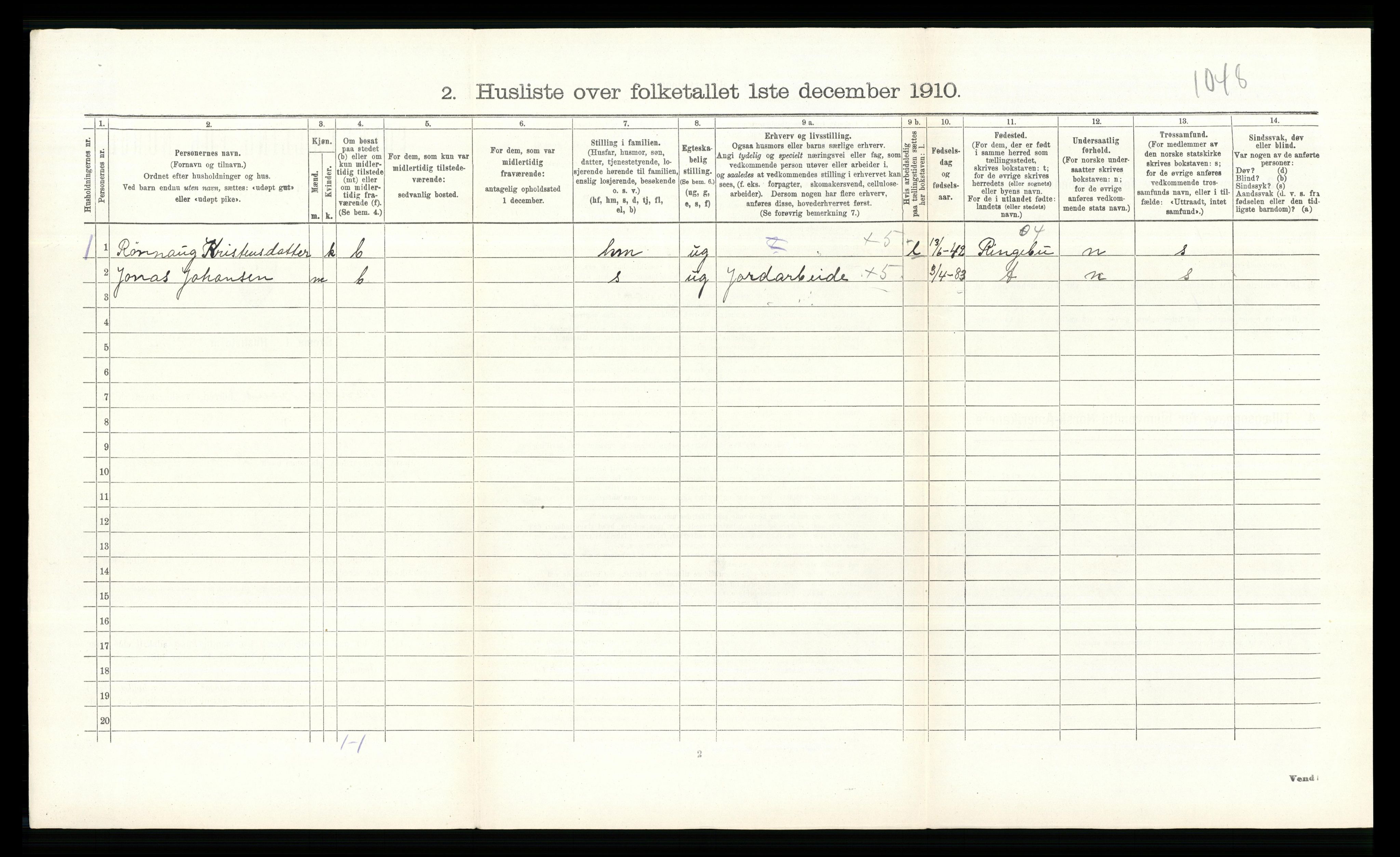 RA, Folketelling 1910 for 0519 Sør-Fron herred, 1910, s. 243