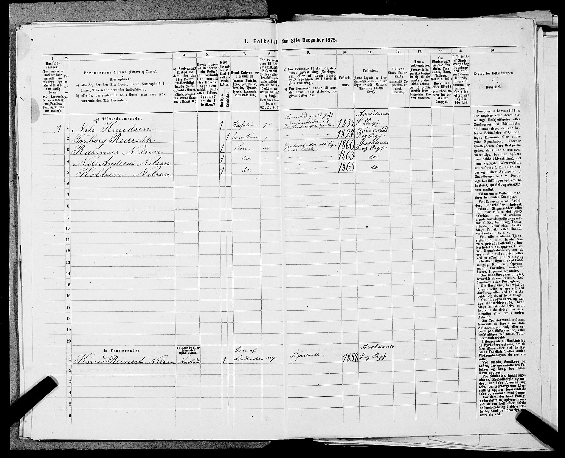 SAST, Folketelling 1875 for 1147L Avaldsnes prestegjeld, Avaldsnes sokn og Kopervik landsokn, 1875, s. 475