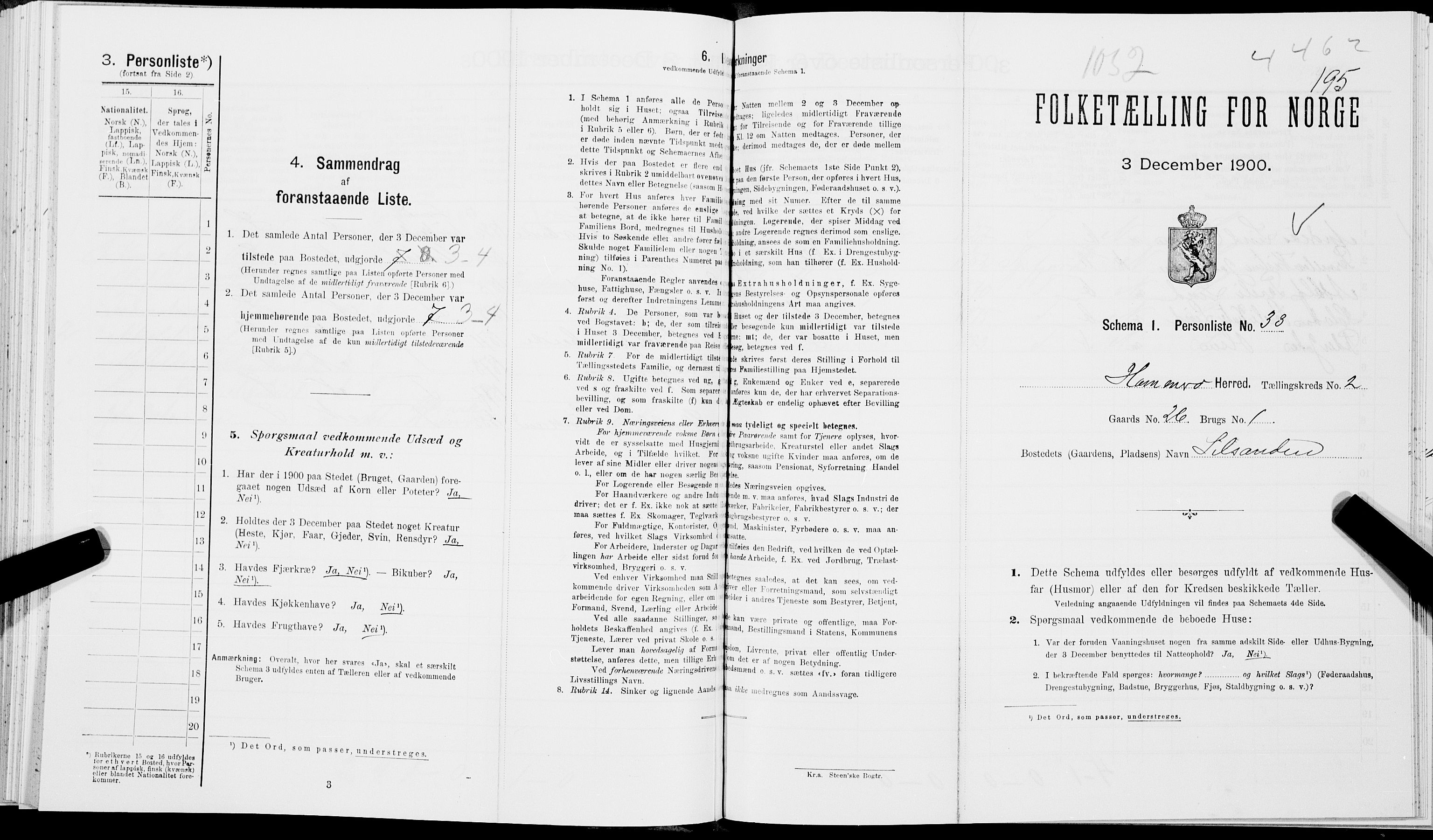 SAT, Folketelling 1900 for 1849 Hamarøy herred, 1900, s. 212