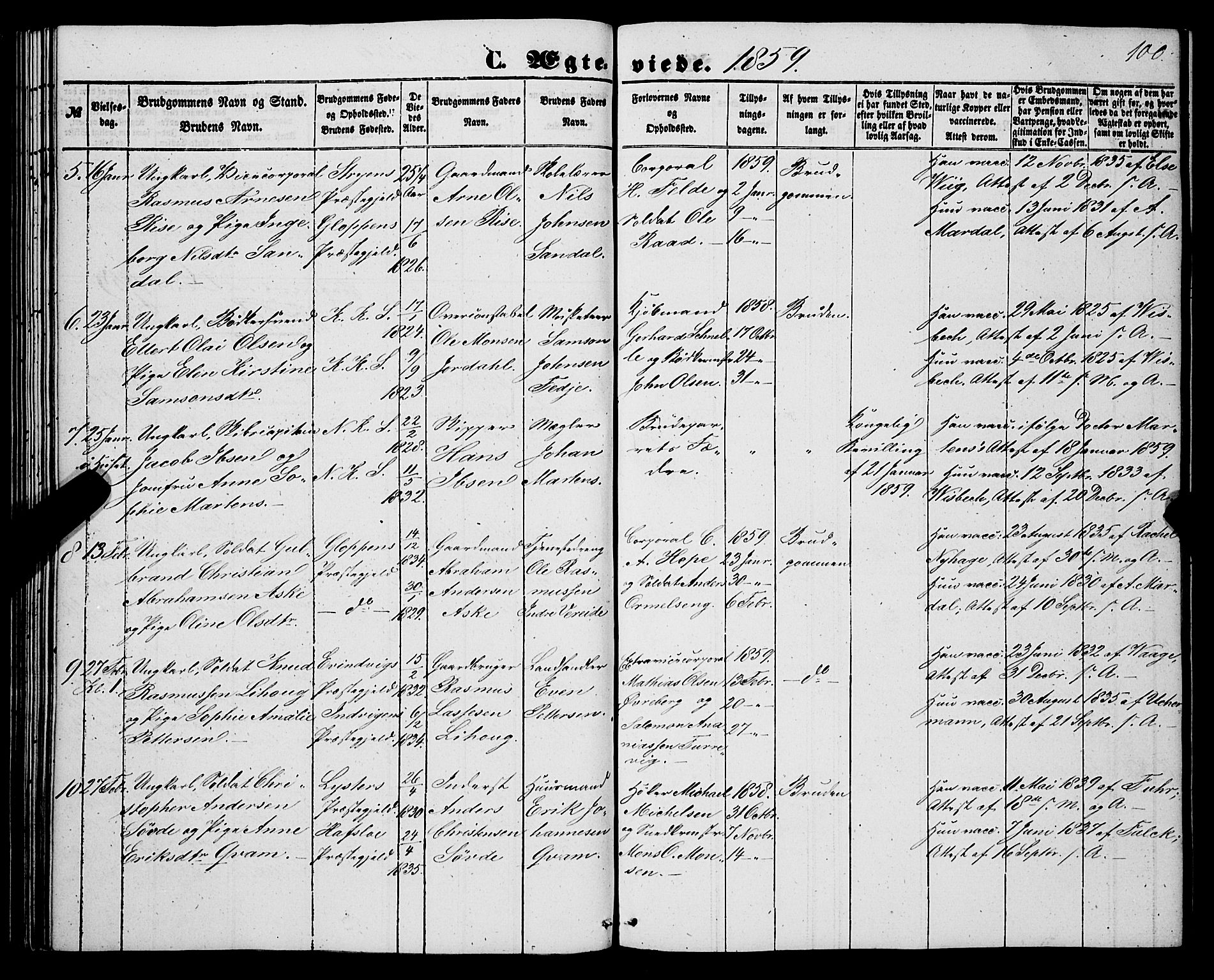 Korskirken sokneprestembete, SAB/A-76101/H/Haa/L0035: Ministerialbok nr. D 2, 1852-1867, s. 100