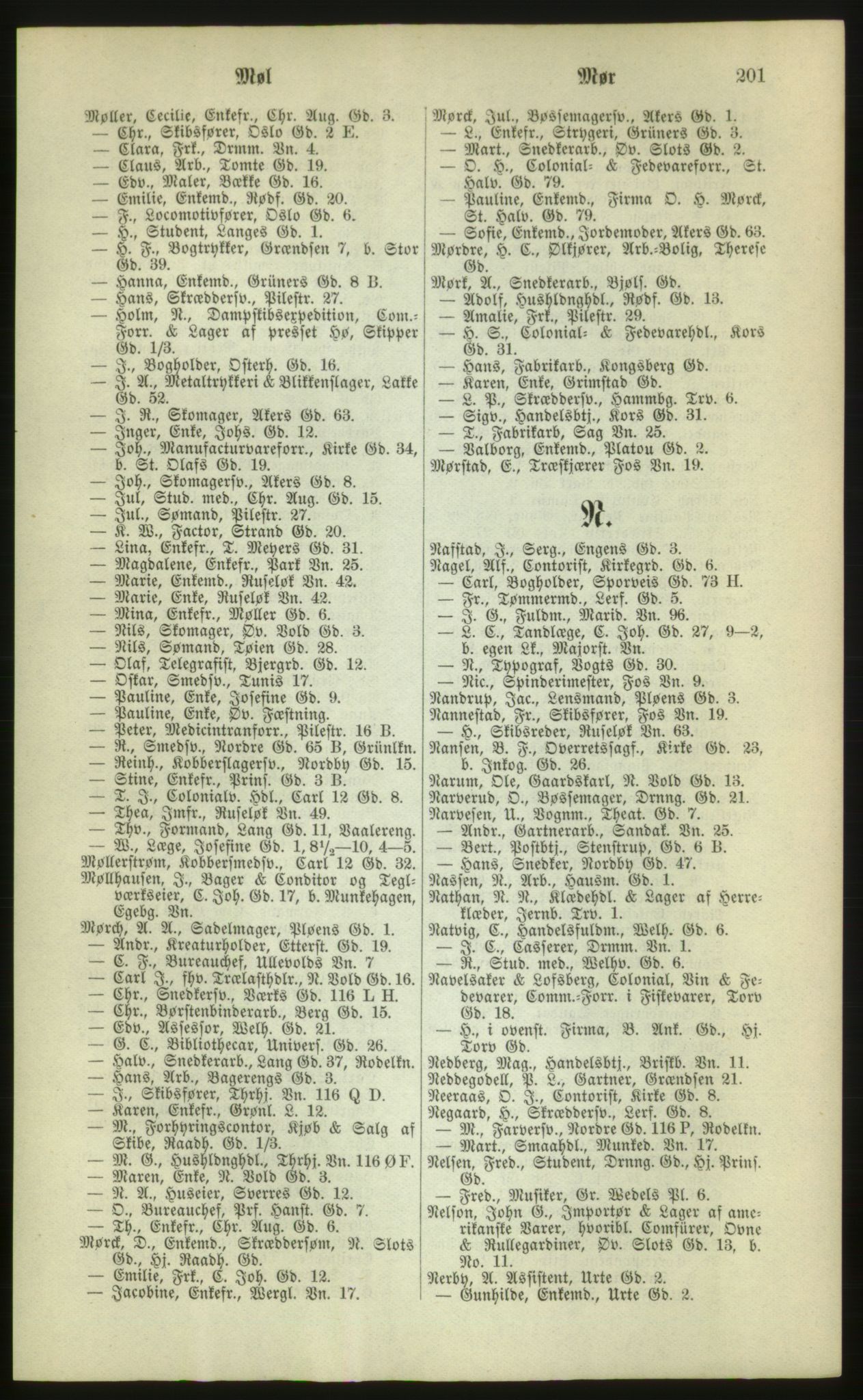 Kristiania/Oslo adressebok, PUBL/-, 1880, s. 201