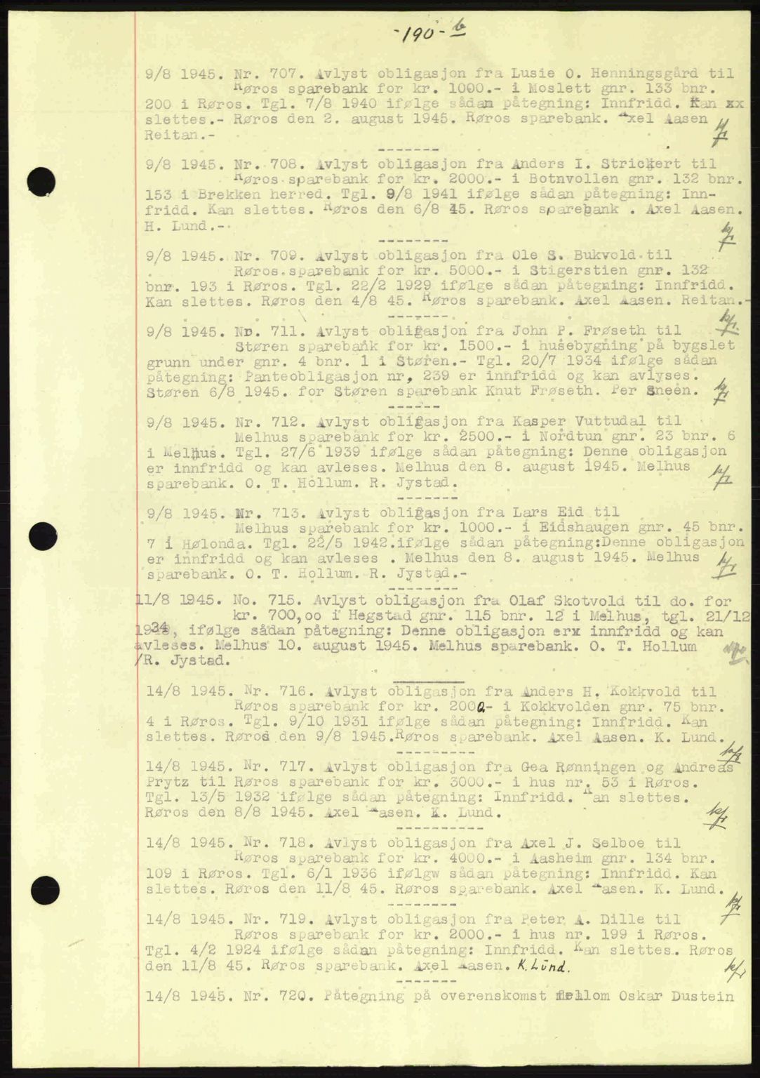Gauldal sorenskriveri, SAT/A-0014/1/2/2C: Pantebok nr. A1a, 1945-1945, Dagboknr: 707/1945