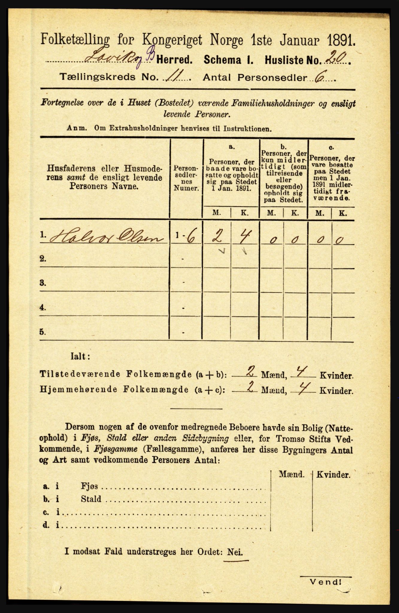 RA, Folketelling 1891 for 1415 Lavik og Brekke herred, 1891, s. 2127