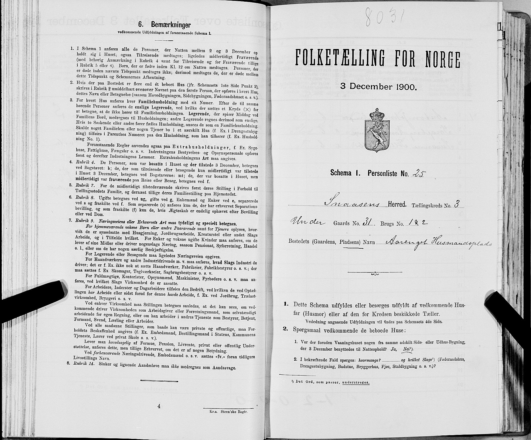 SAT, Folketelling 1900 for 1736 Snåsa herred, 1900, s. 639