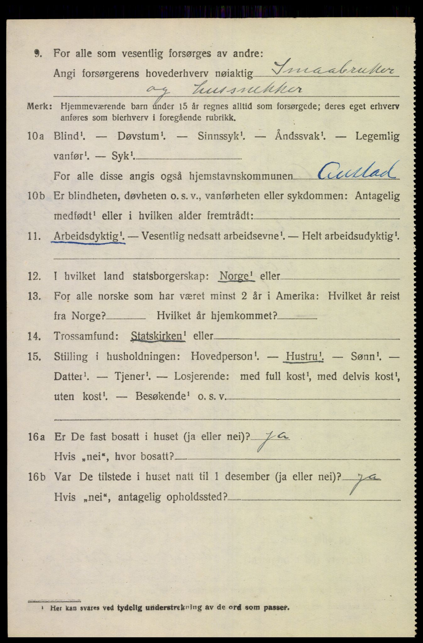 SAK, Folketelling 1920 for 1031 Austad herred, 1920, s. 1372