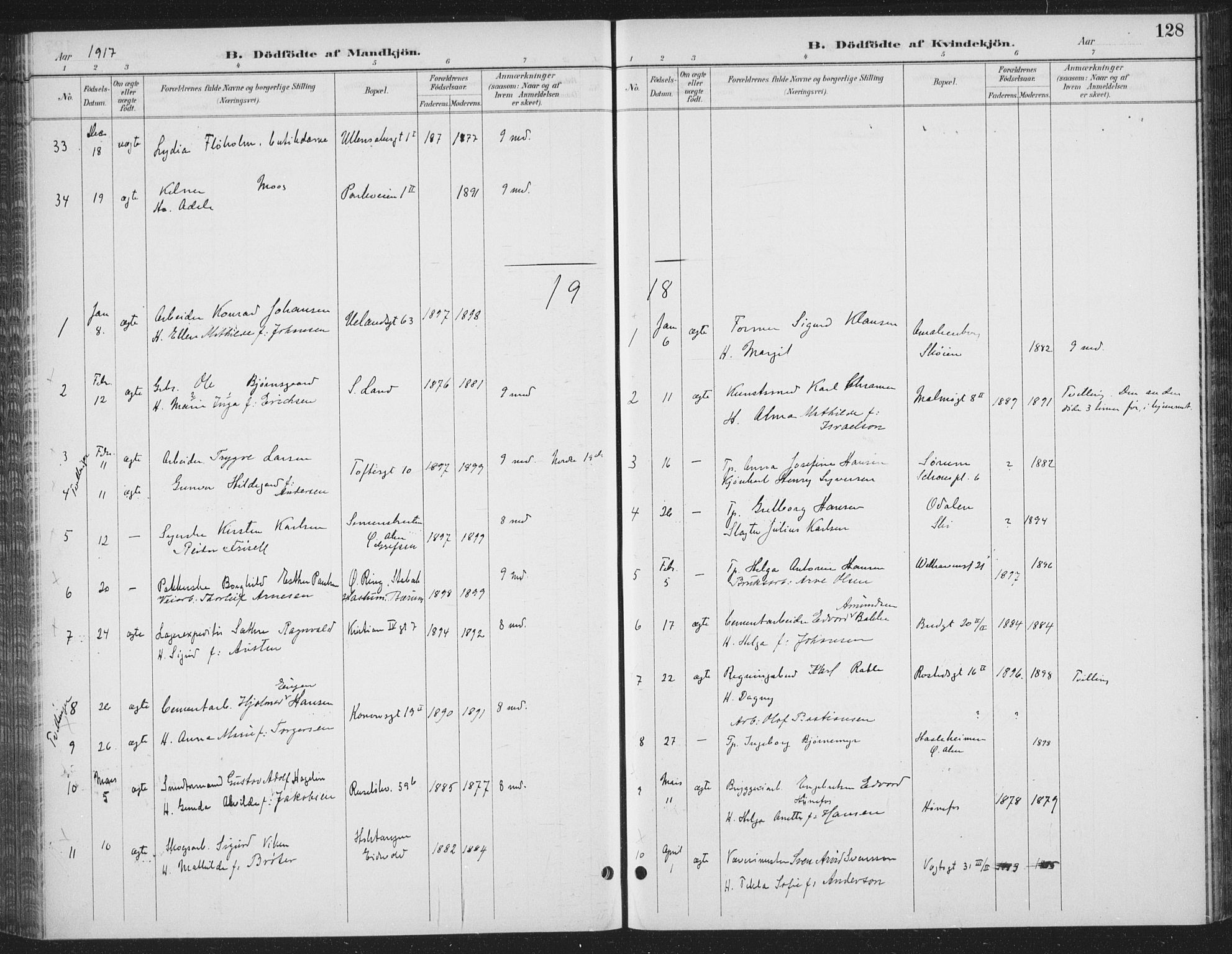 Rikshospitalet prestekontor Kirkebøker, AV/SAO-A-10309b/F/L0010: Ministerialbok nr. 10, 1888-1912, s. 128