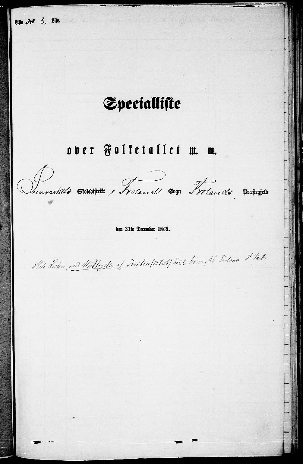 RA, Folketelling 1865 for 0919P Froland prestegjeld, 1865, s. 38
