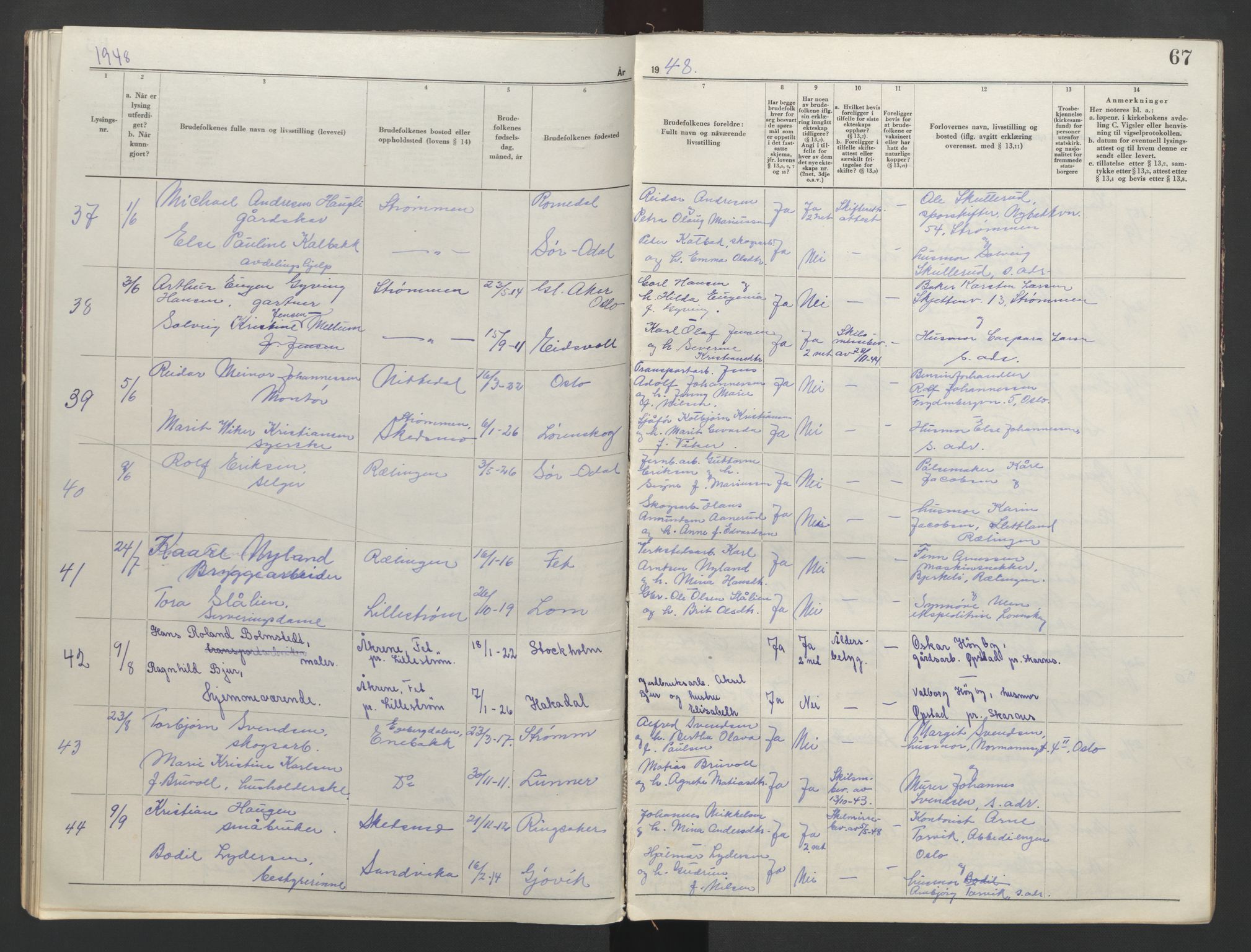 Nedre Romerike sorenskriveri, AV/SAO-A-10469/L/Lc/L0002: Lysingsbok, 1944-1953, s. 67