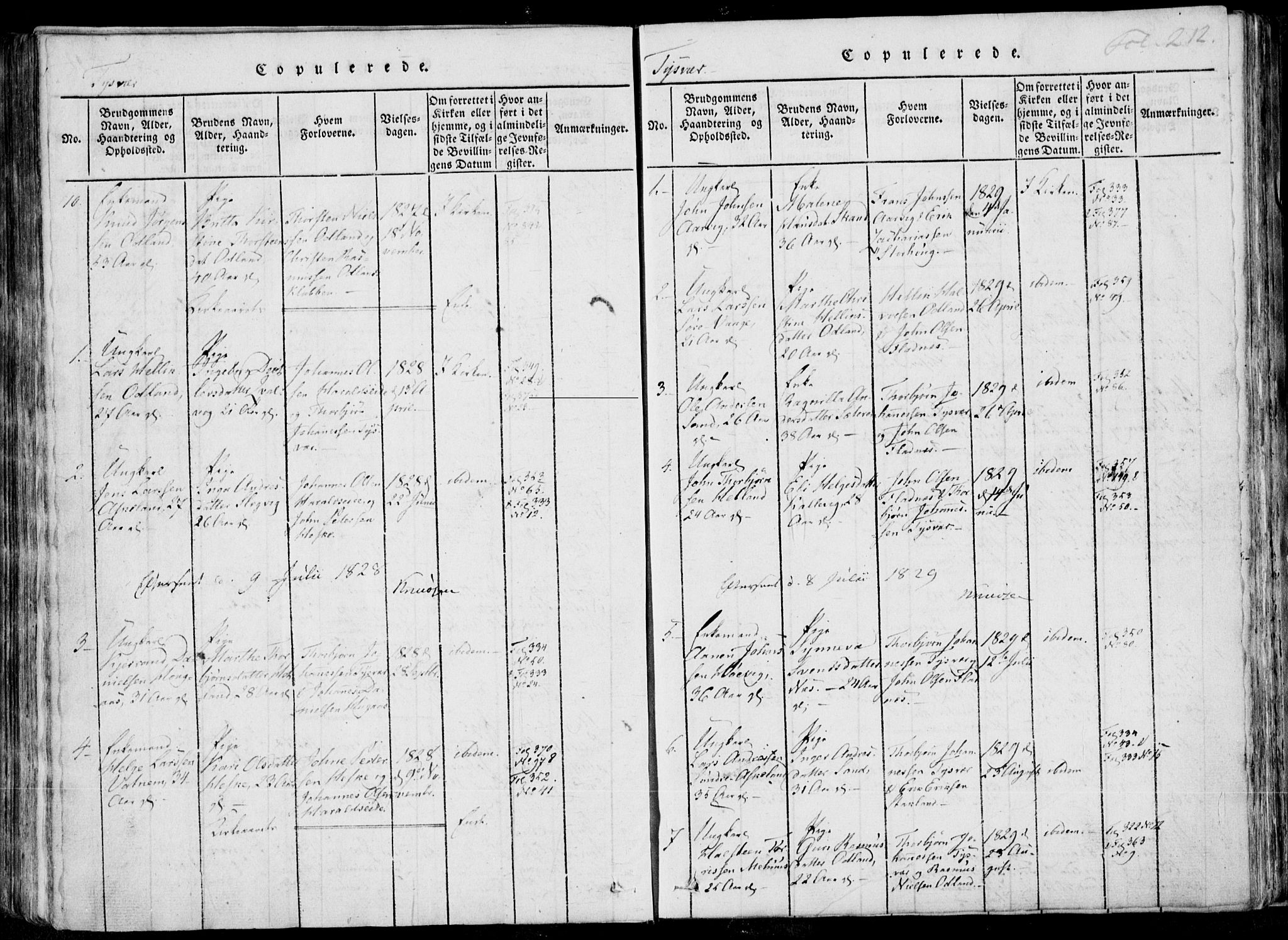 Skjold sokneprestkontor, SAST/A-101847/H/Ha/Haa/L0004: Ministerialbok nr. A 4 /1, 1815-1830, s. 212