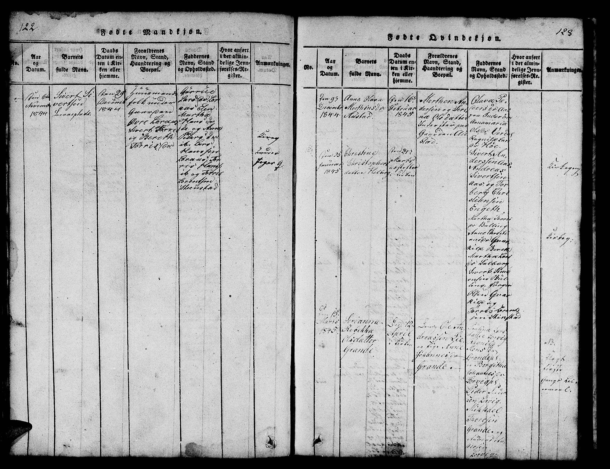 Ministerialprotokoller, klokkerbøker og fødselsregistre - Nord-Trøndelag, SAT/A-1458/731/L0310: Klokkerbok nr. 731C01, 1816-1874, s. 122-123