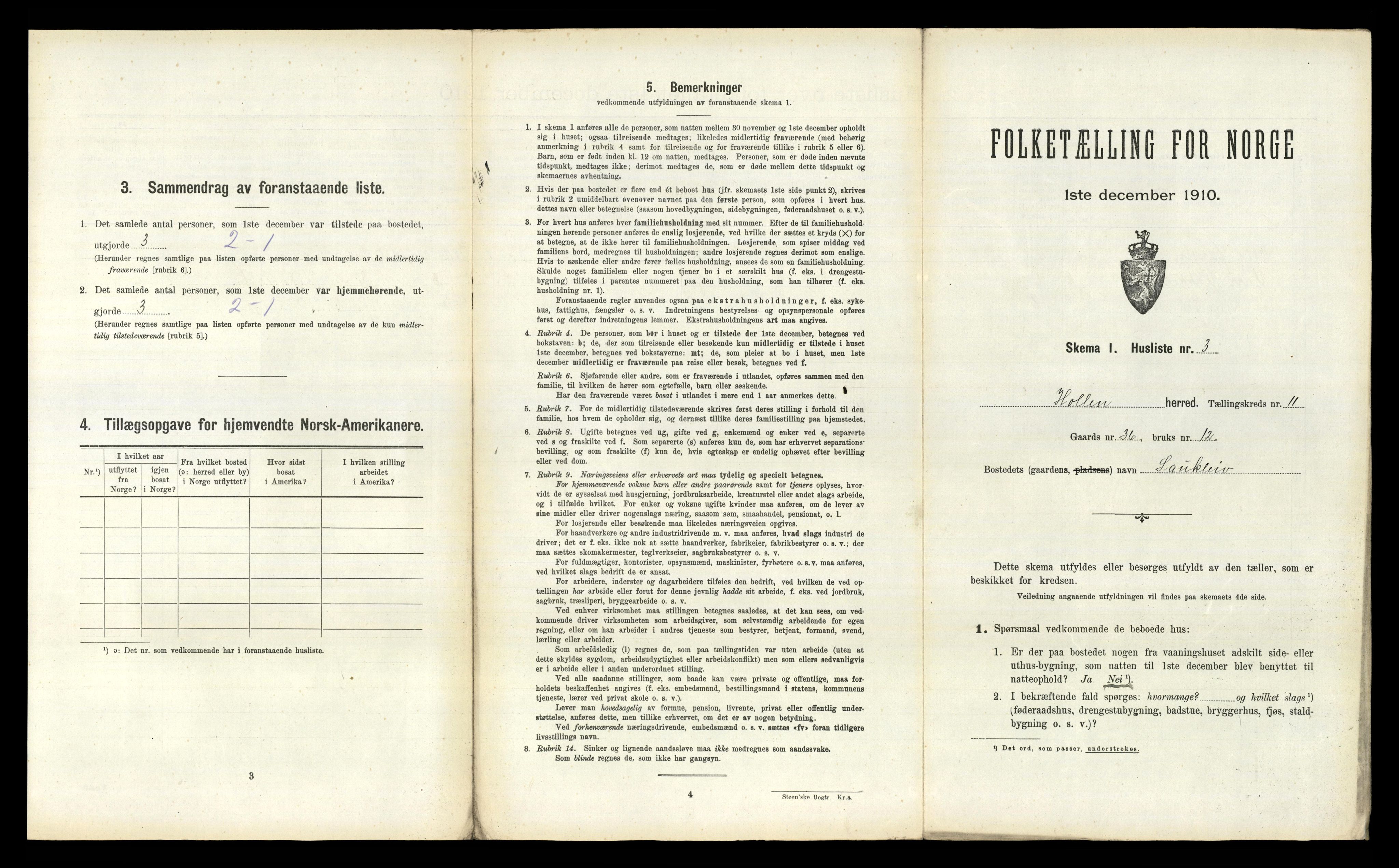 RA, Folketelling 1910 for 0819 Holla herred, 1910, s. 1179