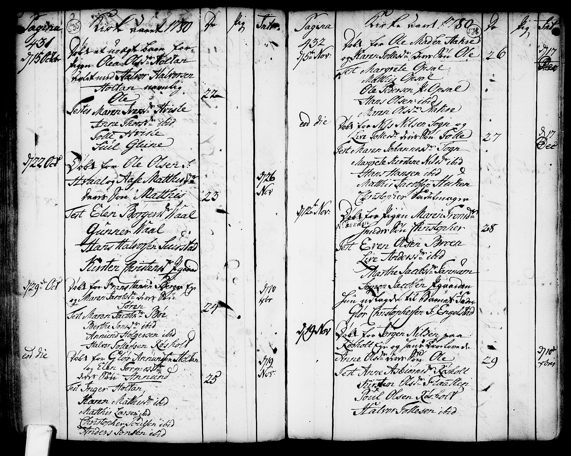 Lardal kirkebøker, SAKO/A-350/F/Fa/L0003: Ministerialbok nr. I 3, 1733-1815, s. 535-536