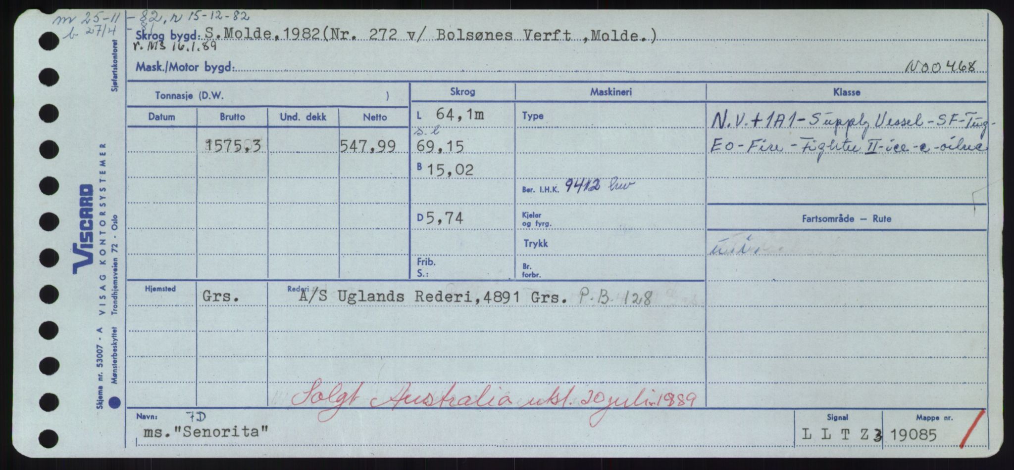 Sjøfartsdirektoratet med forløpere, Skipsmålingen, RA/S-1627/H/Hd/L0032: Fartøy, San-Seve, s. 503