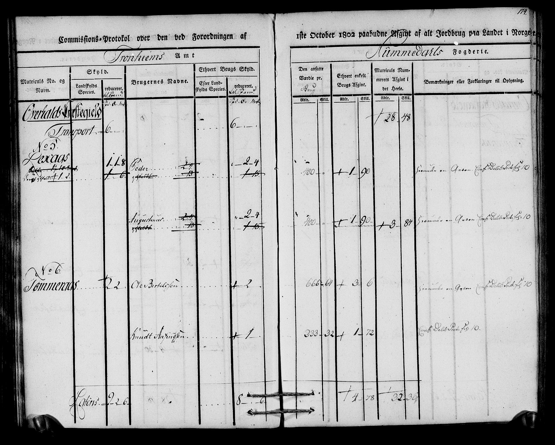 Rentekammeret inntil 1814, Realistisk ordnet avdeling, AV/RA-EA-4070/N/Ne/Nea/L0154: Namdalen fogderi. Kommisjonsprotokoll, 1803, s. 175