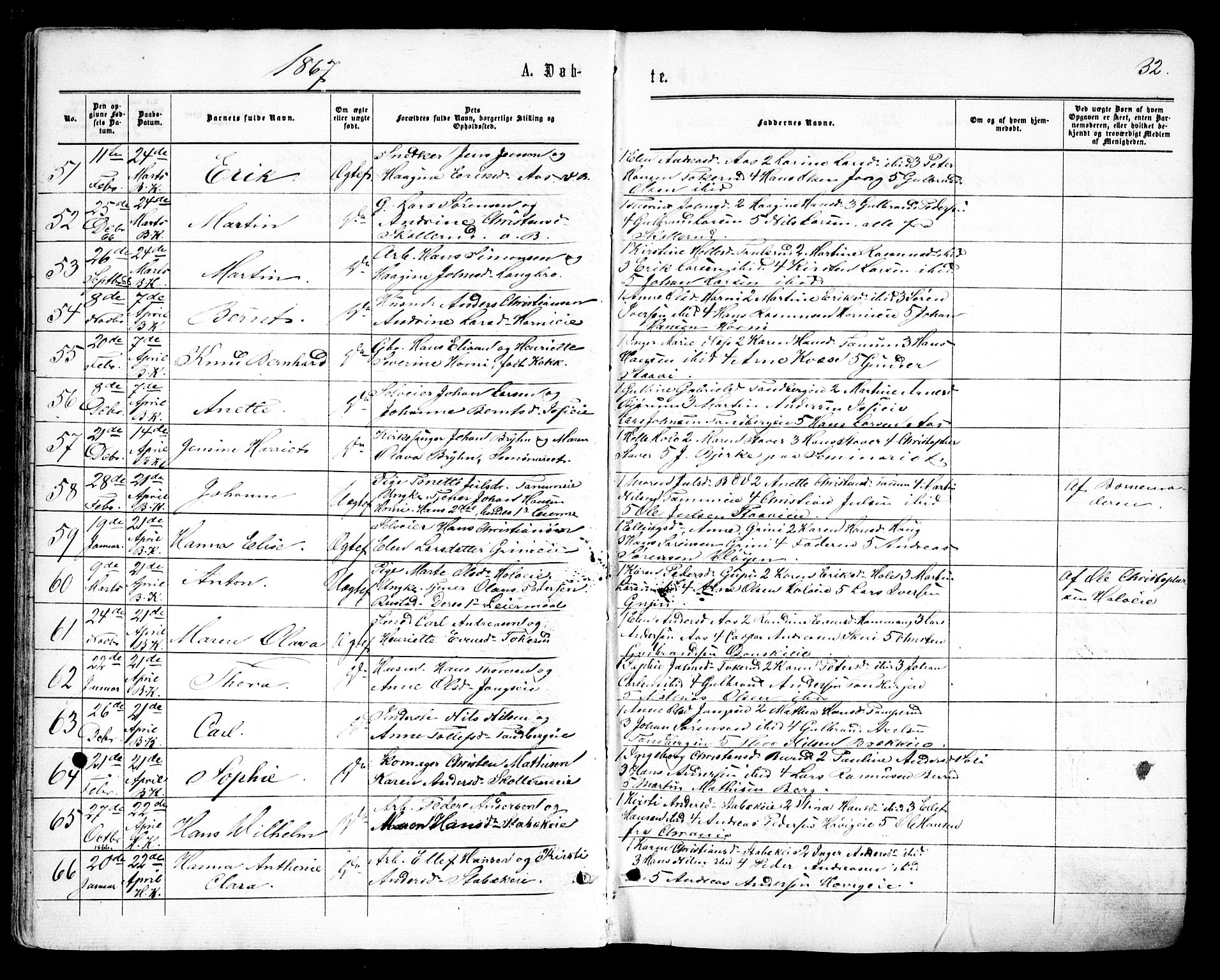 Asker prestekontor Kirkebøker, AV/SAO-A-10256a/F/Fa/L0008: Ministerialbok nr. I 8, 1865-1878, s. 32
