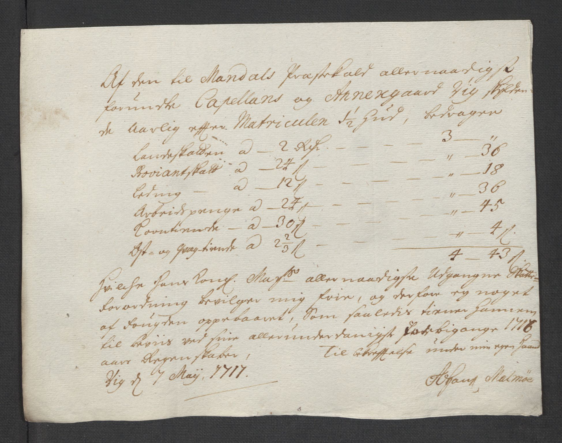 Rentekammeret inntil 1814, Reviderte regnskaper, Fogderegnskap, AV/RA-EA-4092/R43/L2560: Fogderegnskap Lista og Mandal, 1716, s. 192