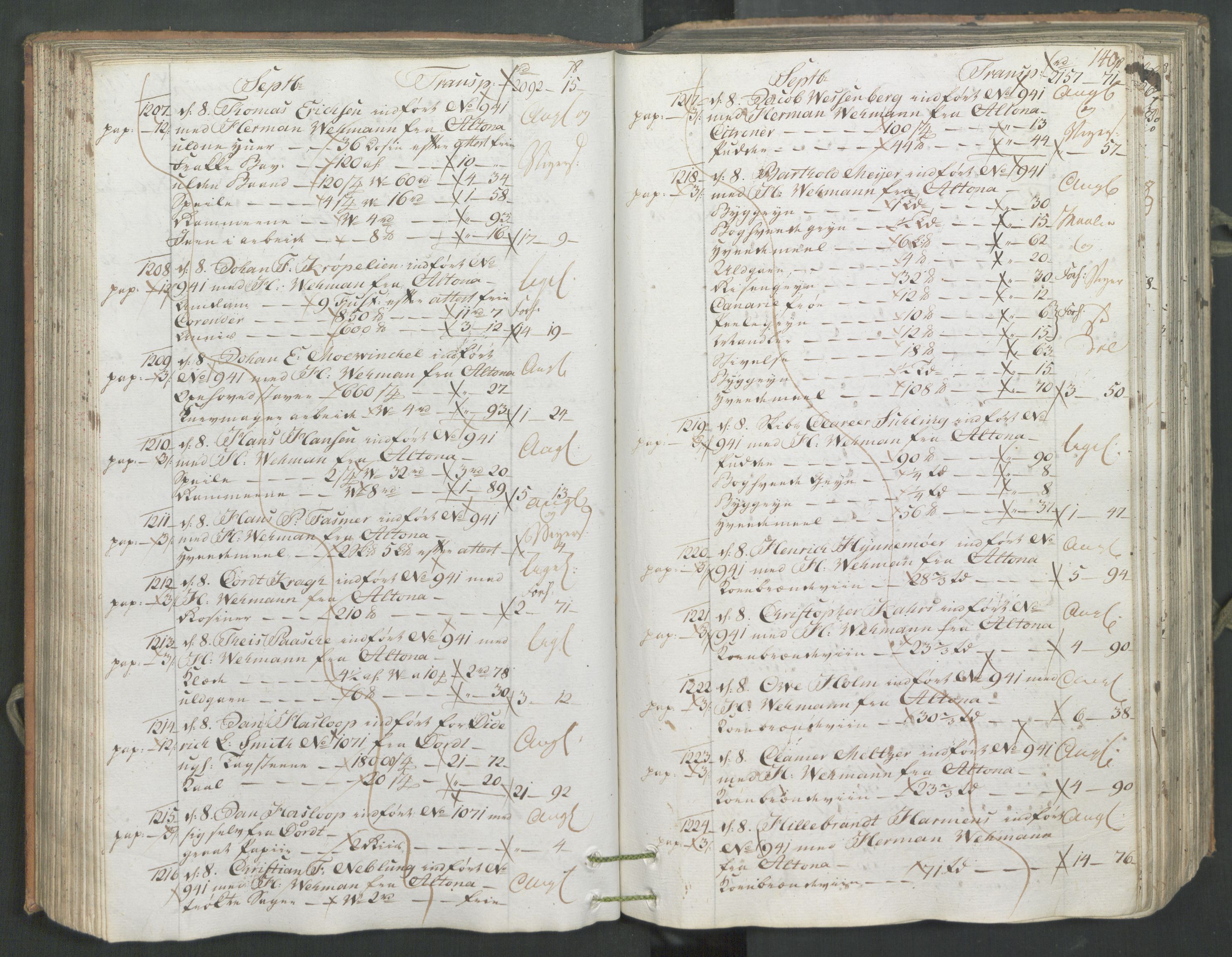 Generaltollkammeret, tollregnskaper, AV/RA-EA-5490/R26/L0222/0001: Tollregnskaper Bergen A / Inngående hovedtollbok, 1786, s. 139b-140a