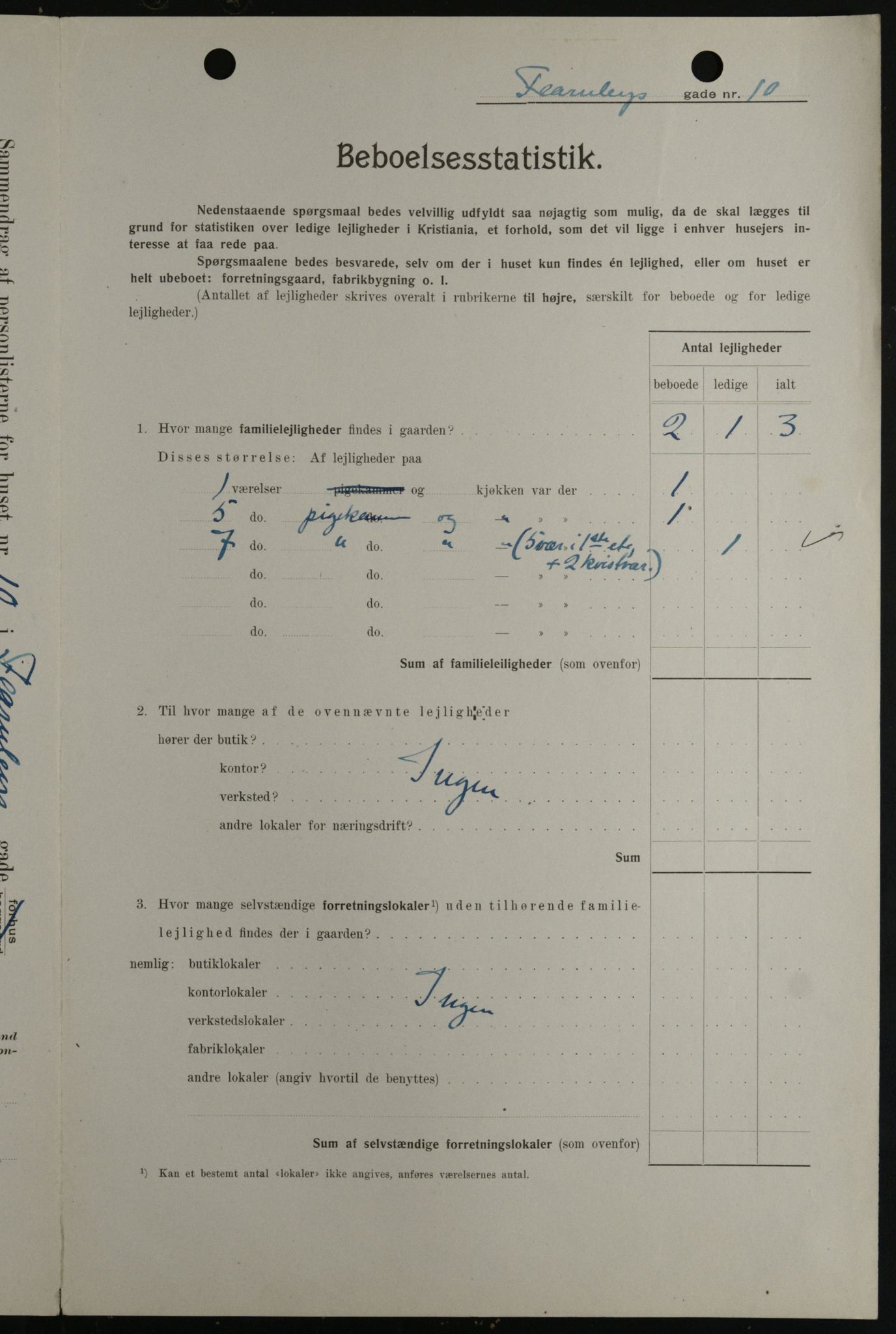 OBA, Kommunal folketelling 1.2.1908 for Kristiania kjøpstad, 1908, s. 21798