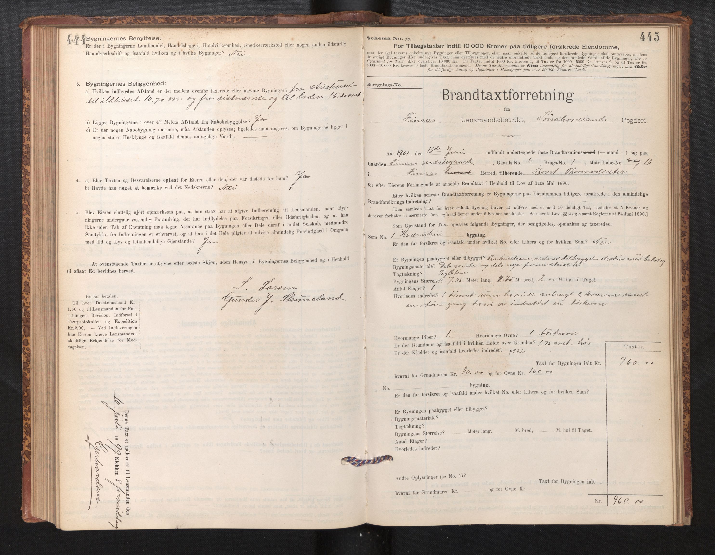 Lensmannen i Finnås, AV/SAB-A-31901/0012/L0002: Branntakstprotokoll, skjematakst, 1894-1954, s. 444-445