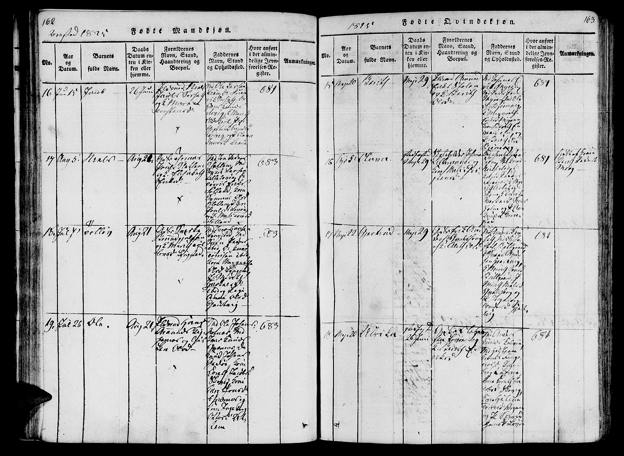 Ministerialprotokoller, klokkerbøker og fødselsregistre - Møre og Romsdal, AV/SAT-A-1454/568/L0800: Ministerialbok nr. 568A09 /3, 1820-1830, s. 162-163