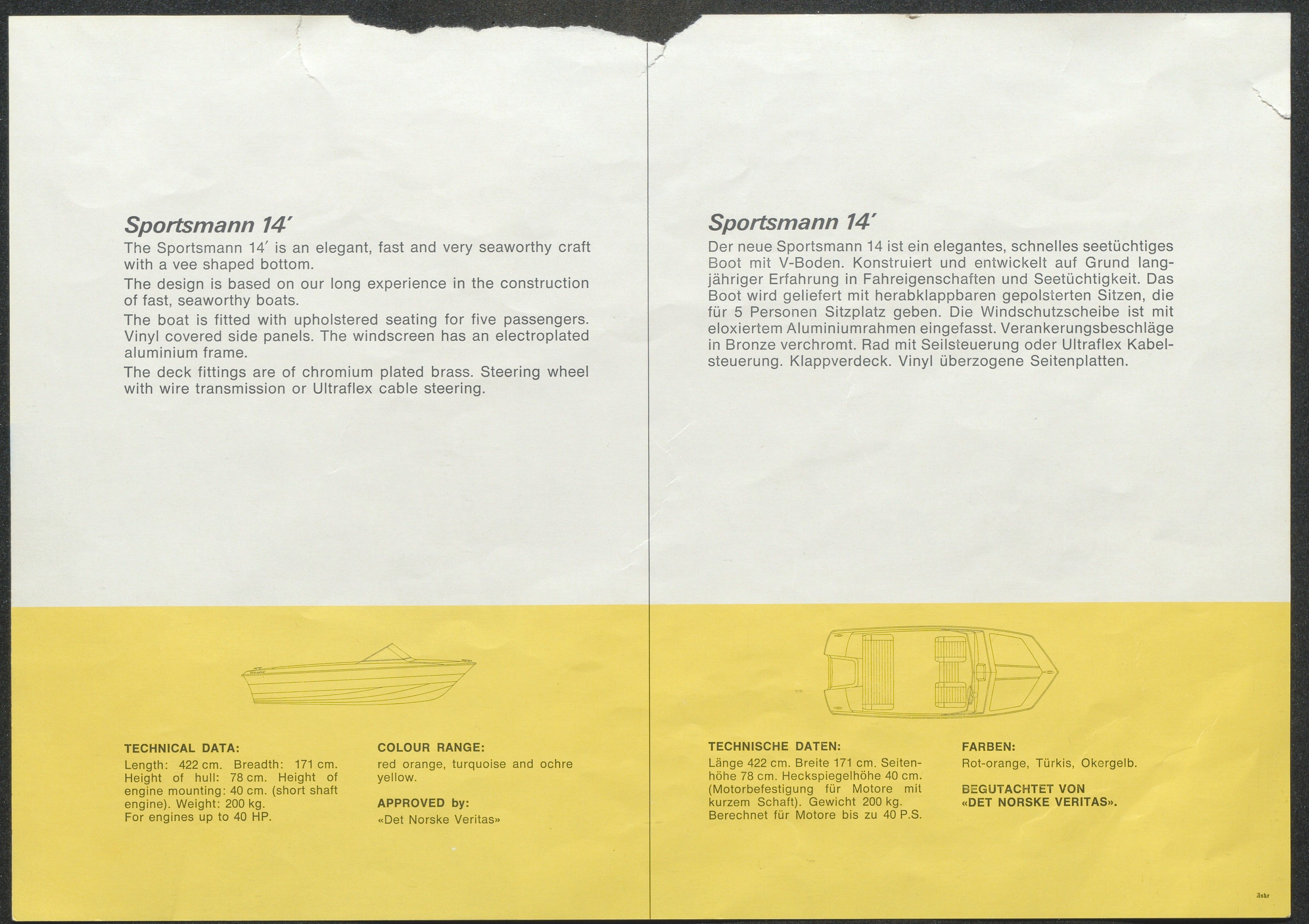 Skibsplast, AAKS/PA-2968/01/X/X01/L0002/0003: Brosjyrer / Sportsmann 14' (1971-1989), 1971-1989