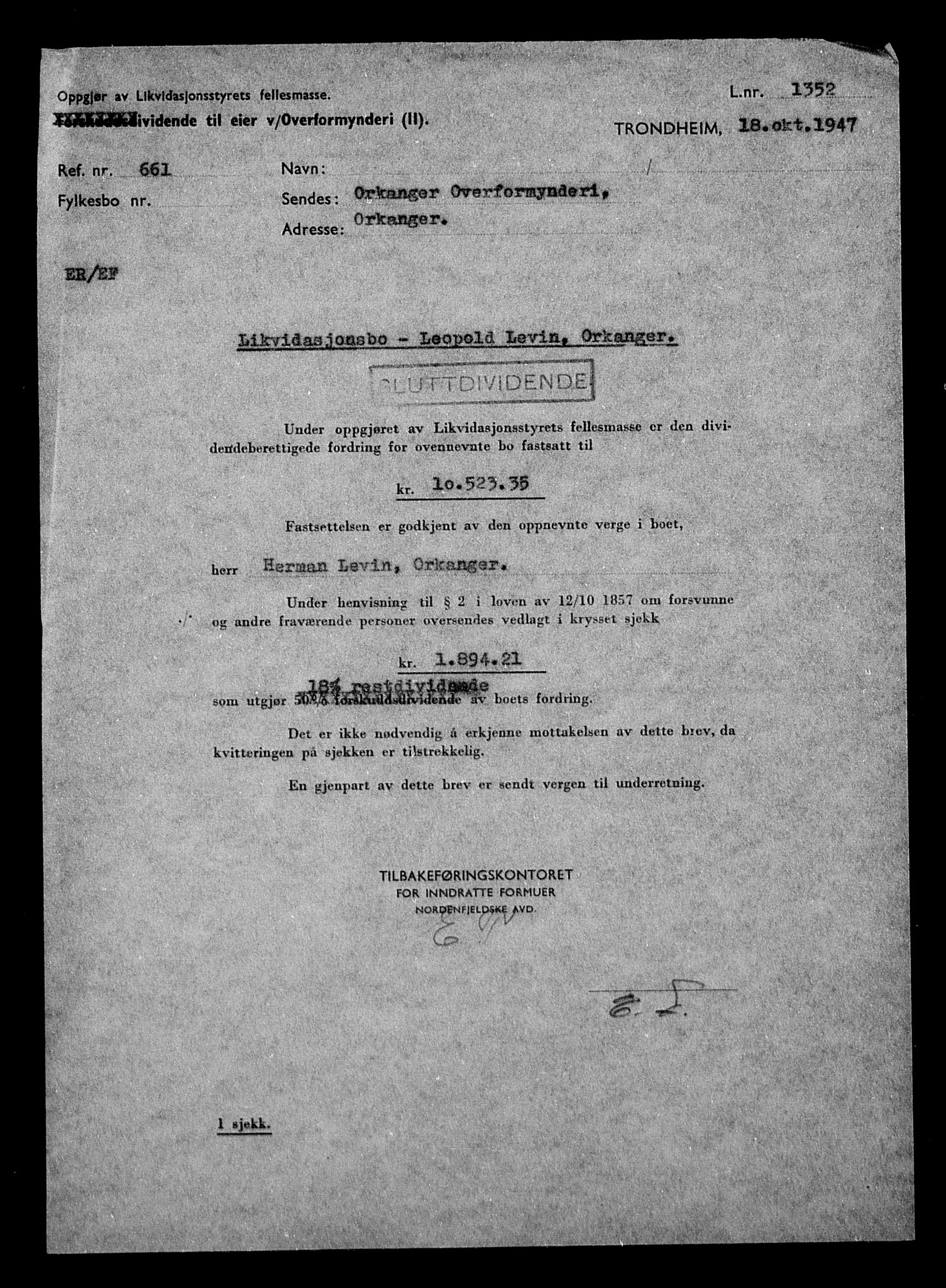 Justisdepartementet, Tilbakeføringskontoret for inndratte formuer, RA/S-1564/H/Hc/Hcb/L0914: --, 1945-1947, s. 300