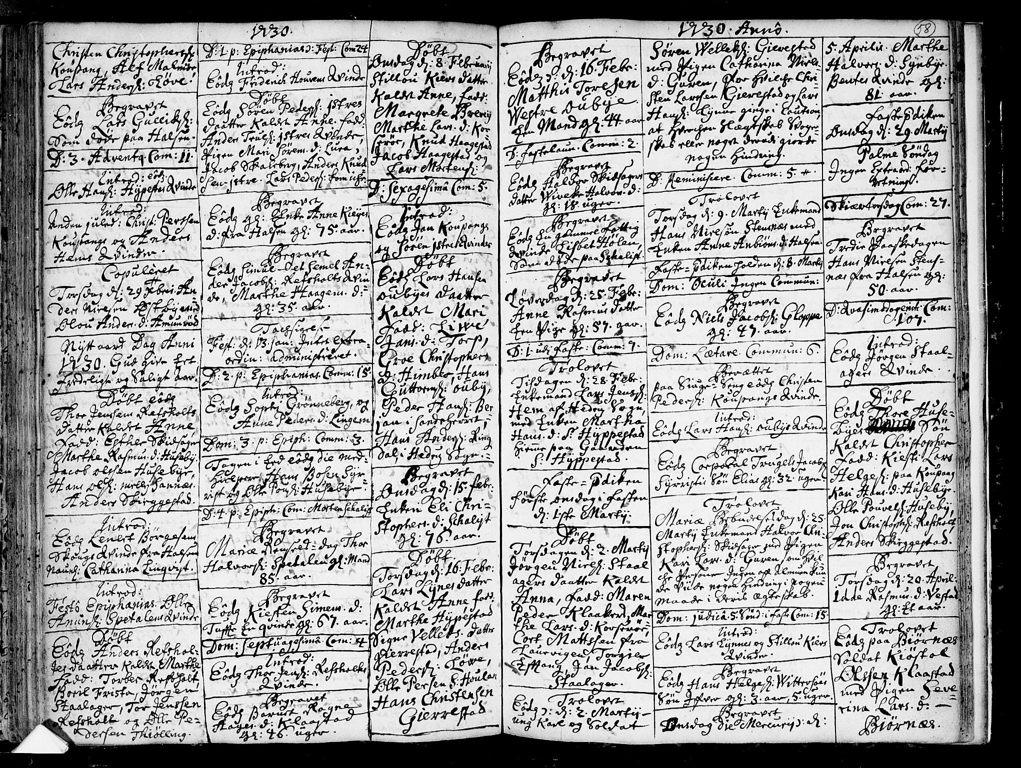 Tjølling kirkebøker, AV/SAKO-A-60/F/Fa/L0002: Ministerialbok nr. 2, 1716-1734, s. 58
