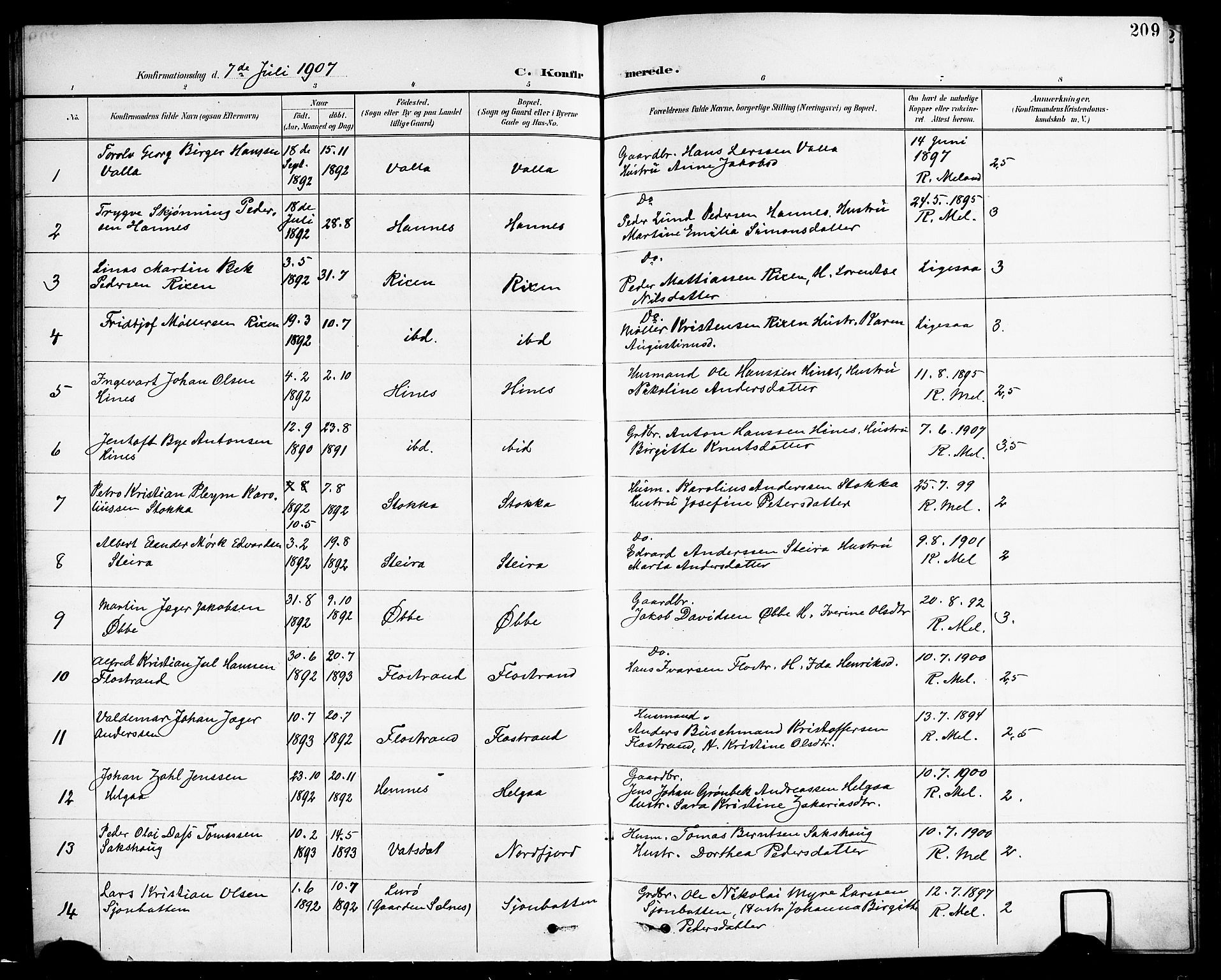 Ministerialprotokoller, klokkerbøker og fødselsregistre - Nordland, AV/SAT-A-1459/838/L0559: Klokkerbok nr. 838C06, 1893-1910, s. 209