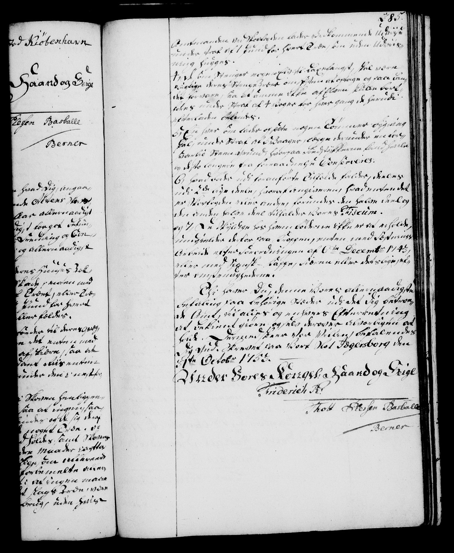 Rentekammeret, Kammerkanselliet, RA/EA-3111/G/Gg/Gga/L0006: Norsk ekspedisjonsprotokoll med register (merket RK 53.6), 1749-1759, s. 285