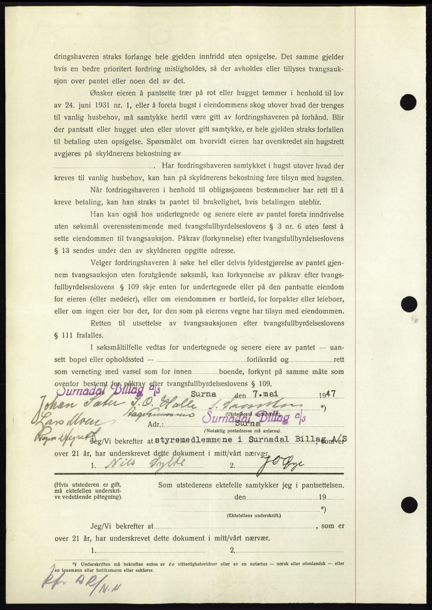 Nordmøre sorenskriveri, AV/SAT-A-4132/1/2/2Ca: Pantebok nr. B96, 1947-1947, Dagboknr: 1169/1947