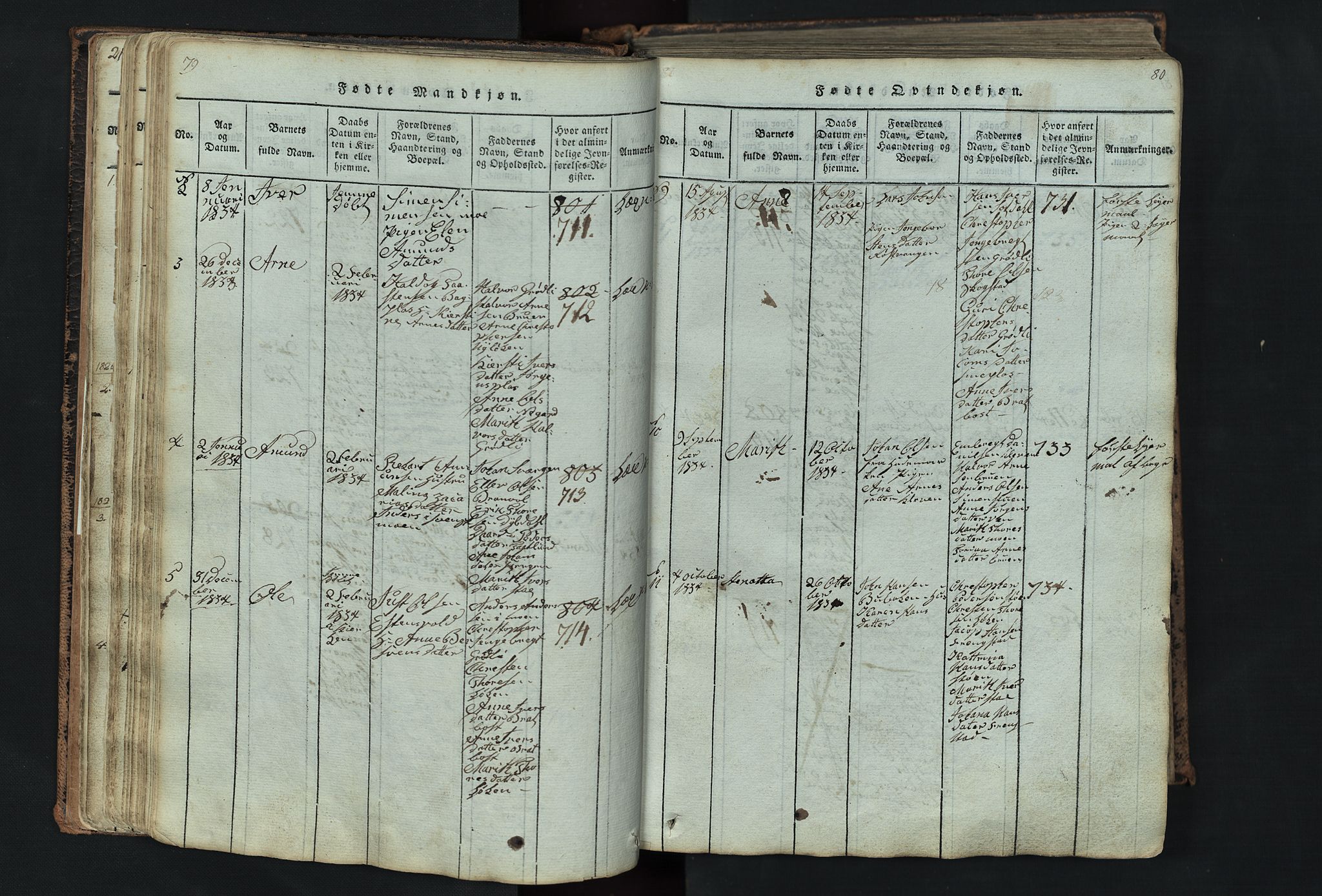 Kvikne prestekontor, AV/SAH-PREST-064/H/Ha/Hab/L0001: Klokkerbok nr. 1, 1815-1895, s. 79-80