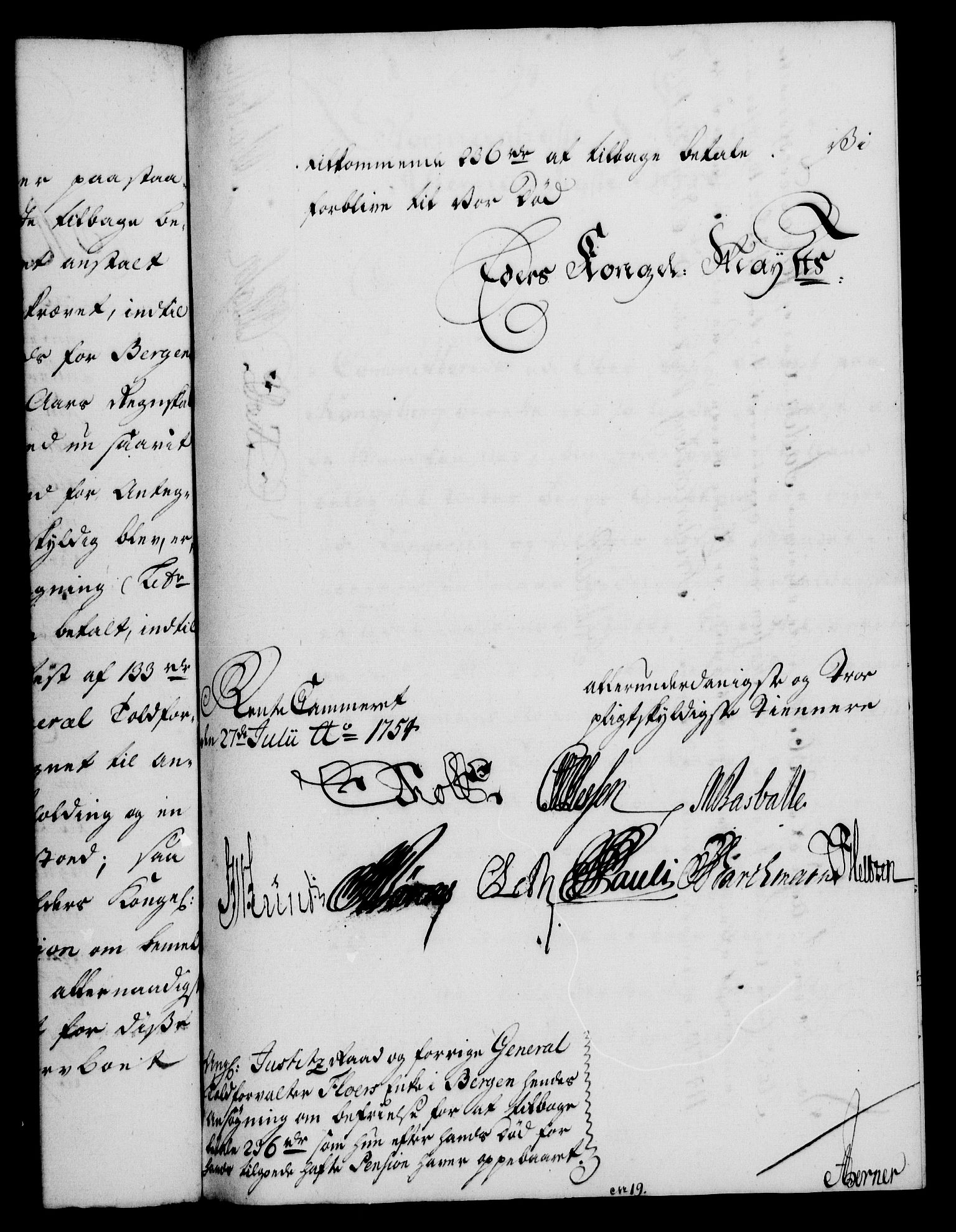 Rentekammeret, Kammerkanselliet, AV/RA-EA-3111/G/Gf/Gfa/L0036: Norsk relasjons- og resolusjonsprotokoll (merket RK 52.36), 1754, s. 541