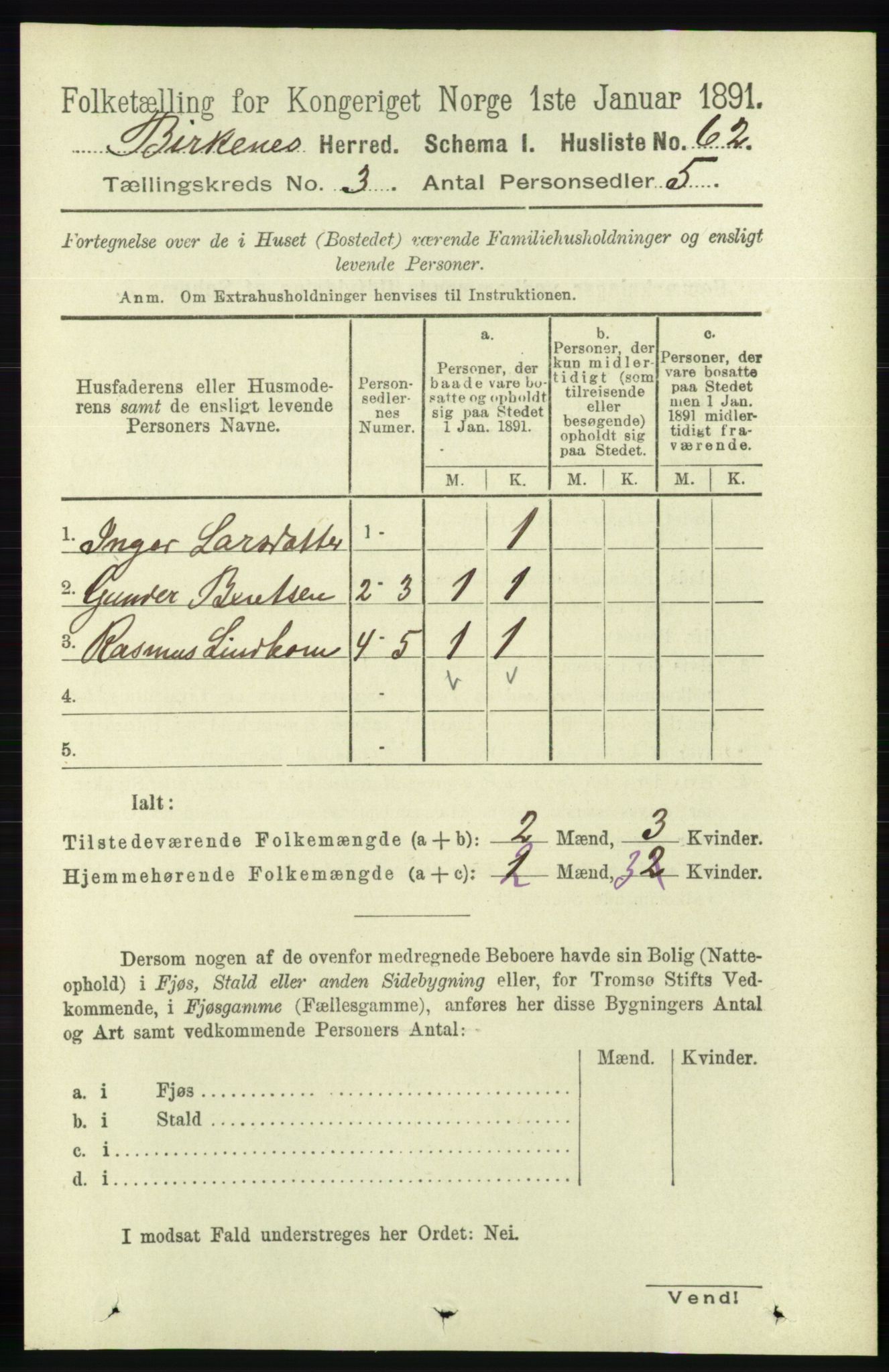RA, Folketelling 1891 for 0928 Birkenes herred, 1891, s. 842