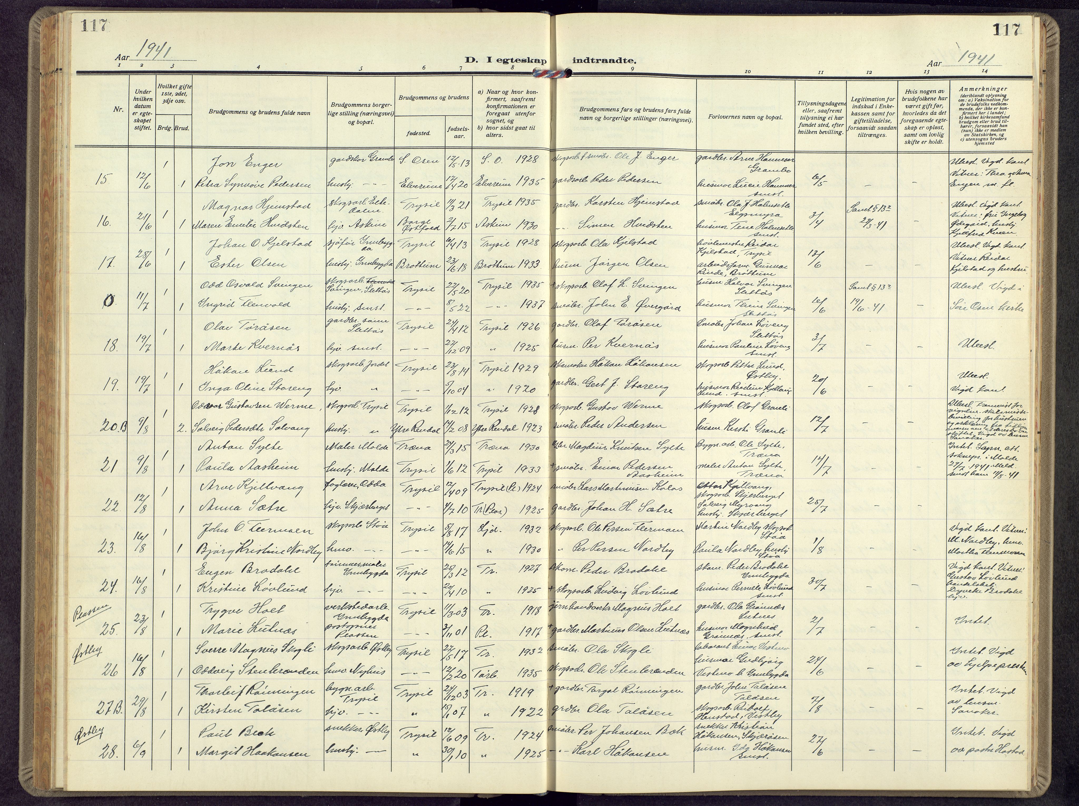 Trysil prestekontor, SAH/PREST-046/H/Ha/Hab/L0012: Klokkerbok nr. 12, 1938-1959, s. 117